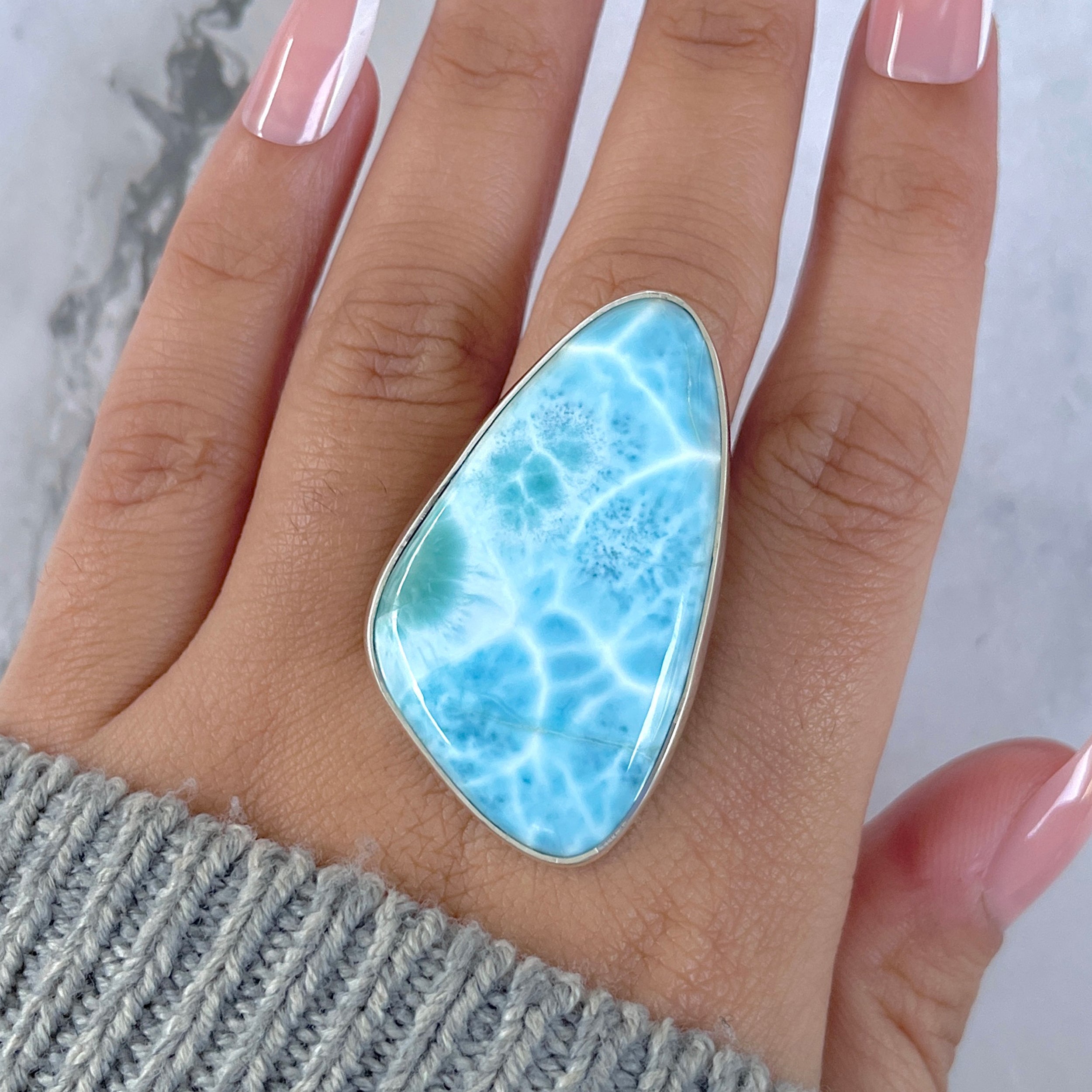 Larimar Adjustable Ring-(LAR-R-1612.)