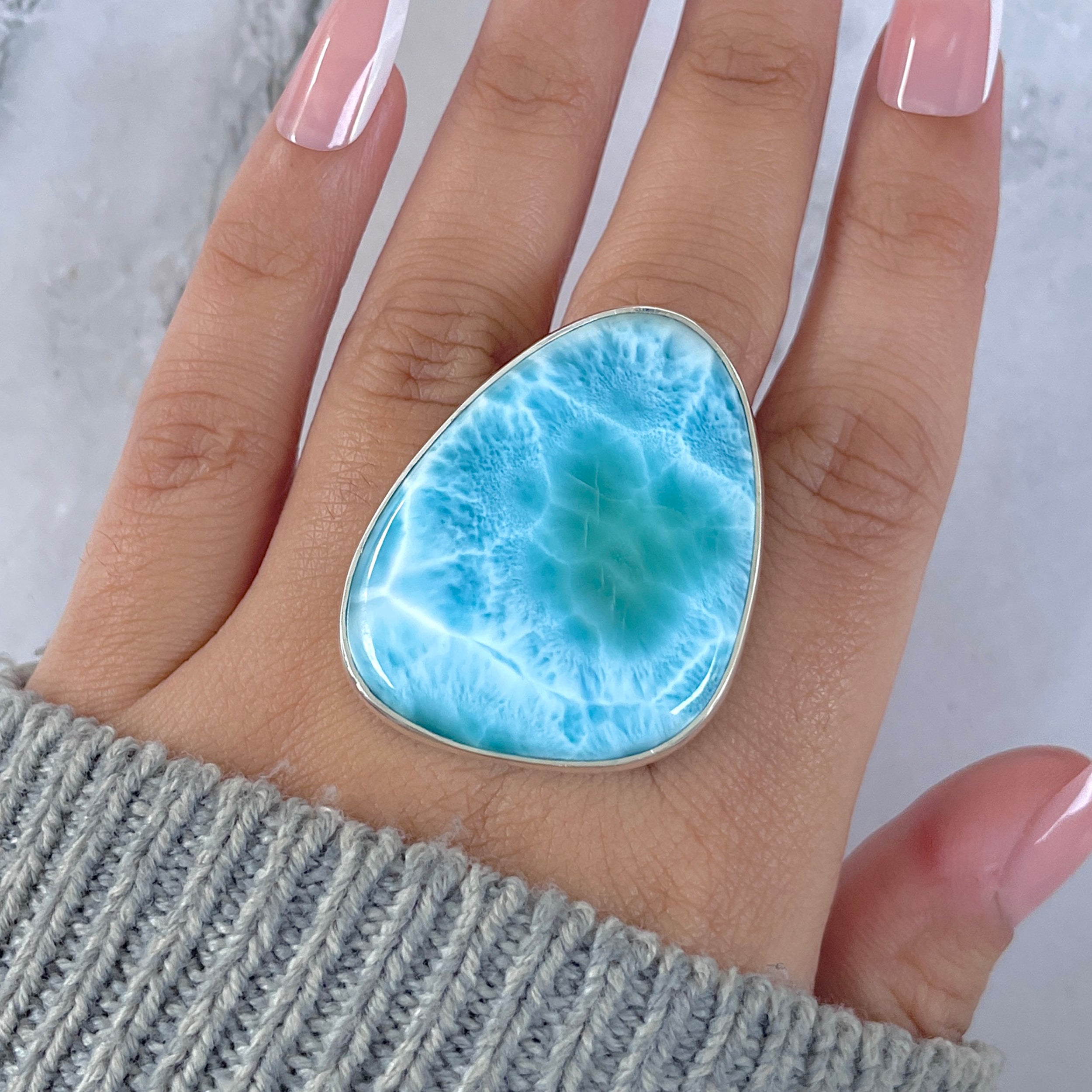 Larimar Adjustable Ring-(LAR-R-1613.)