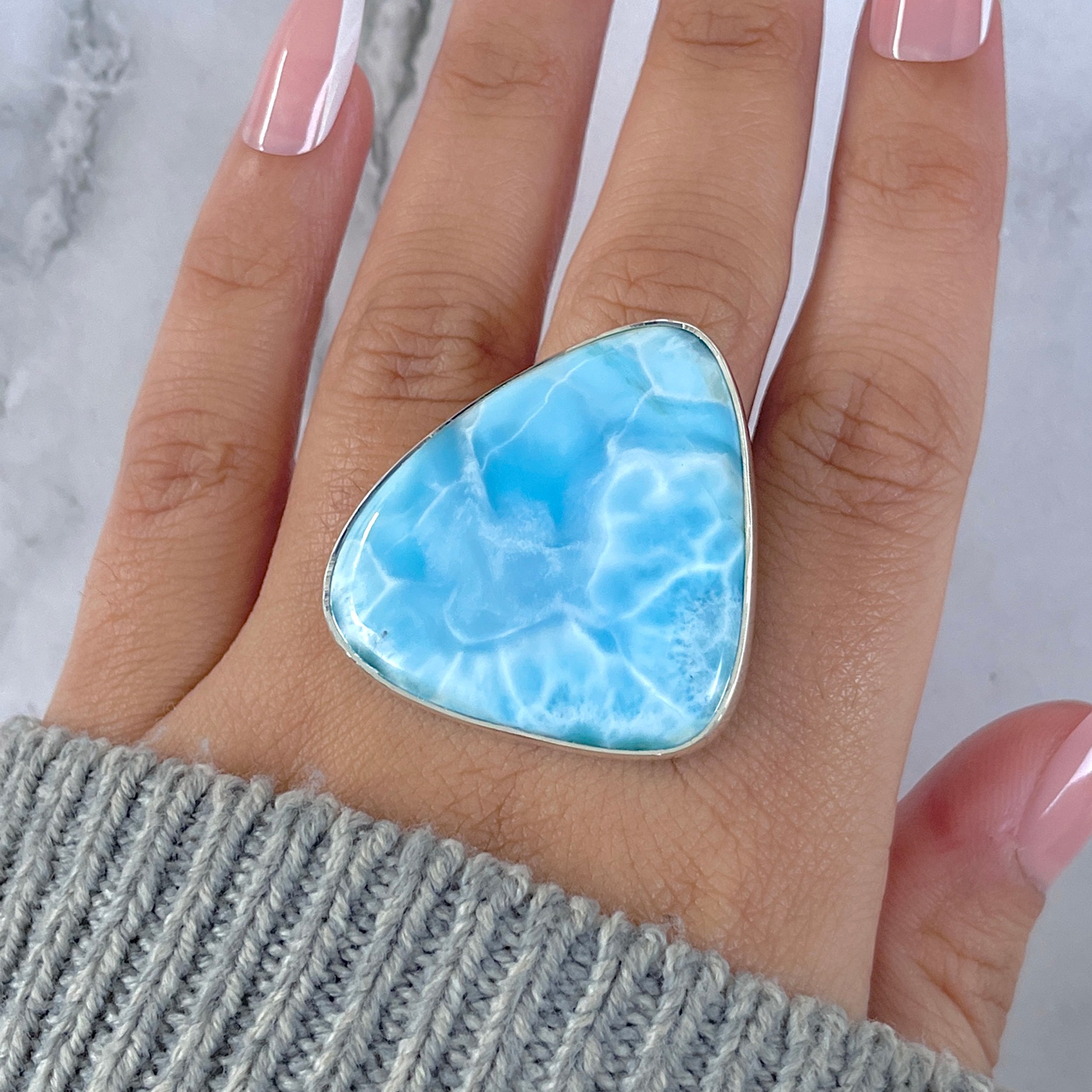 Larimar Adjustable Ring-(LAR-R-1614.)