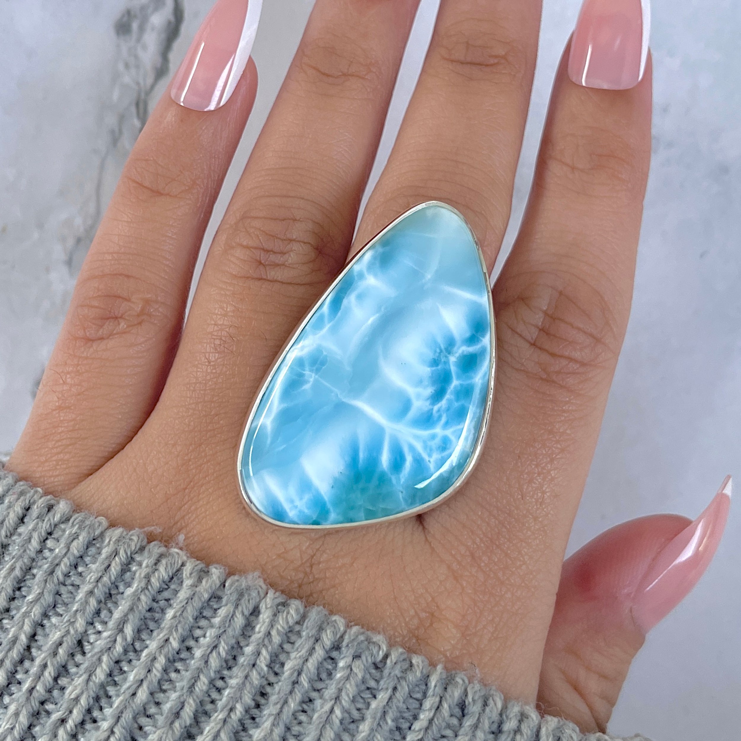 Larimar Adjustable Ring-(LAR-R-1615.)