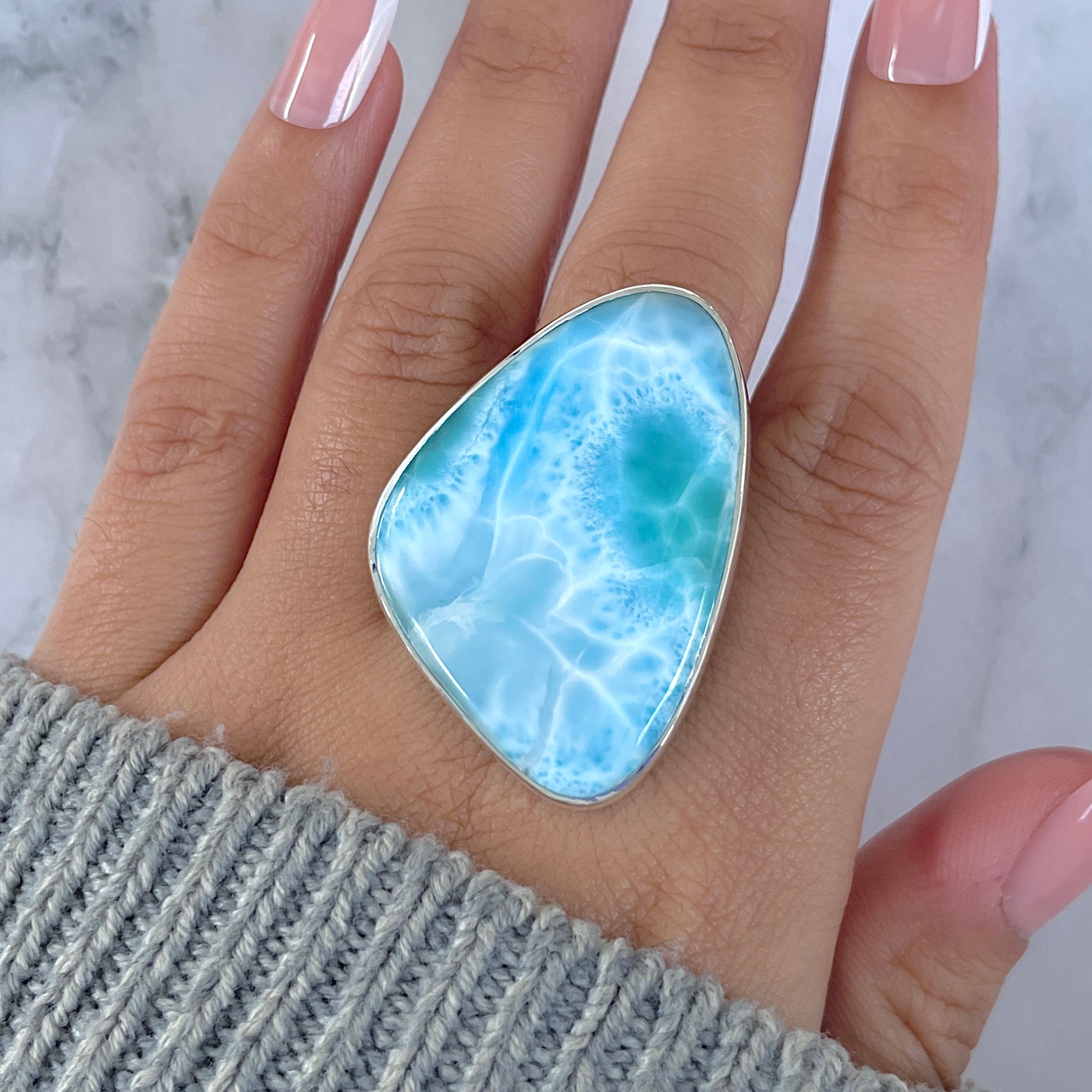 Larimar Adjustable Ring-(LAR-R-1616.)