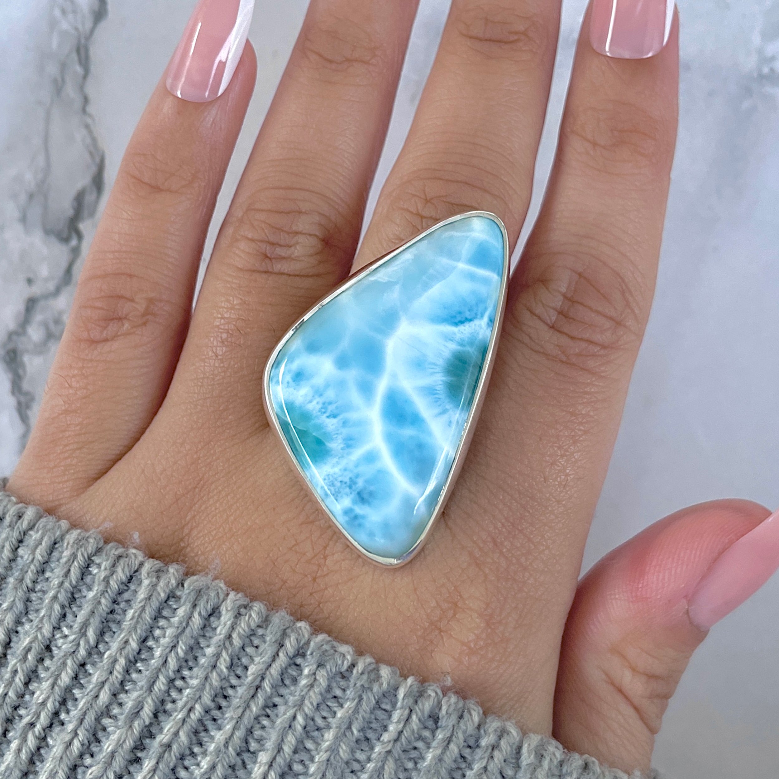 Larimar Adjustable Ring-(LAR-R-1617.)