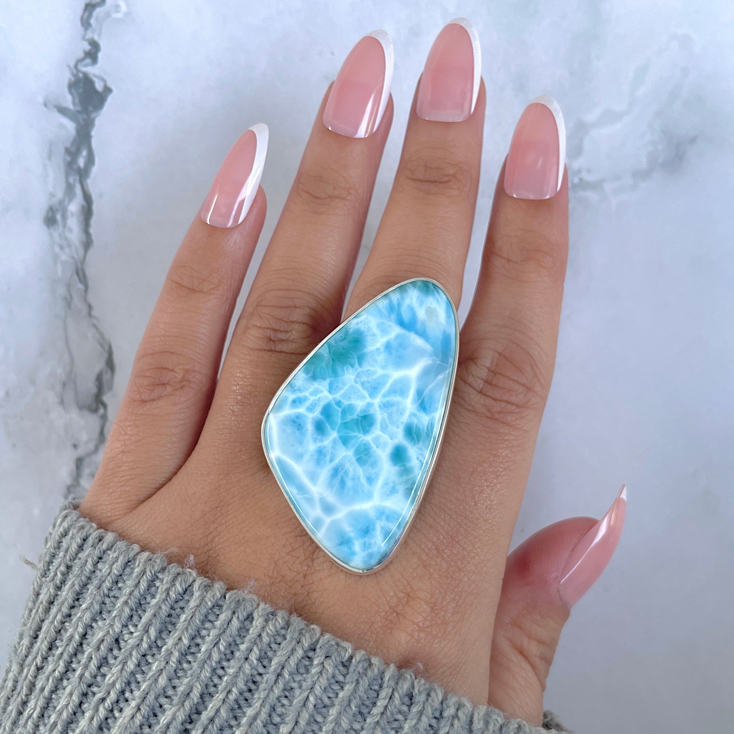 Larimar Adjustable Ring-(LAR-R-1620.)