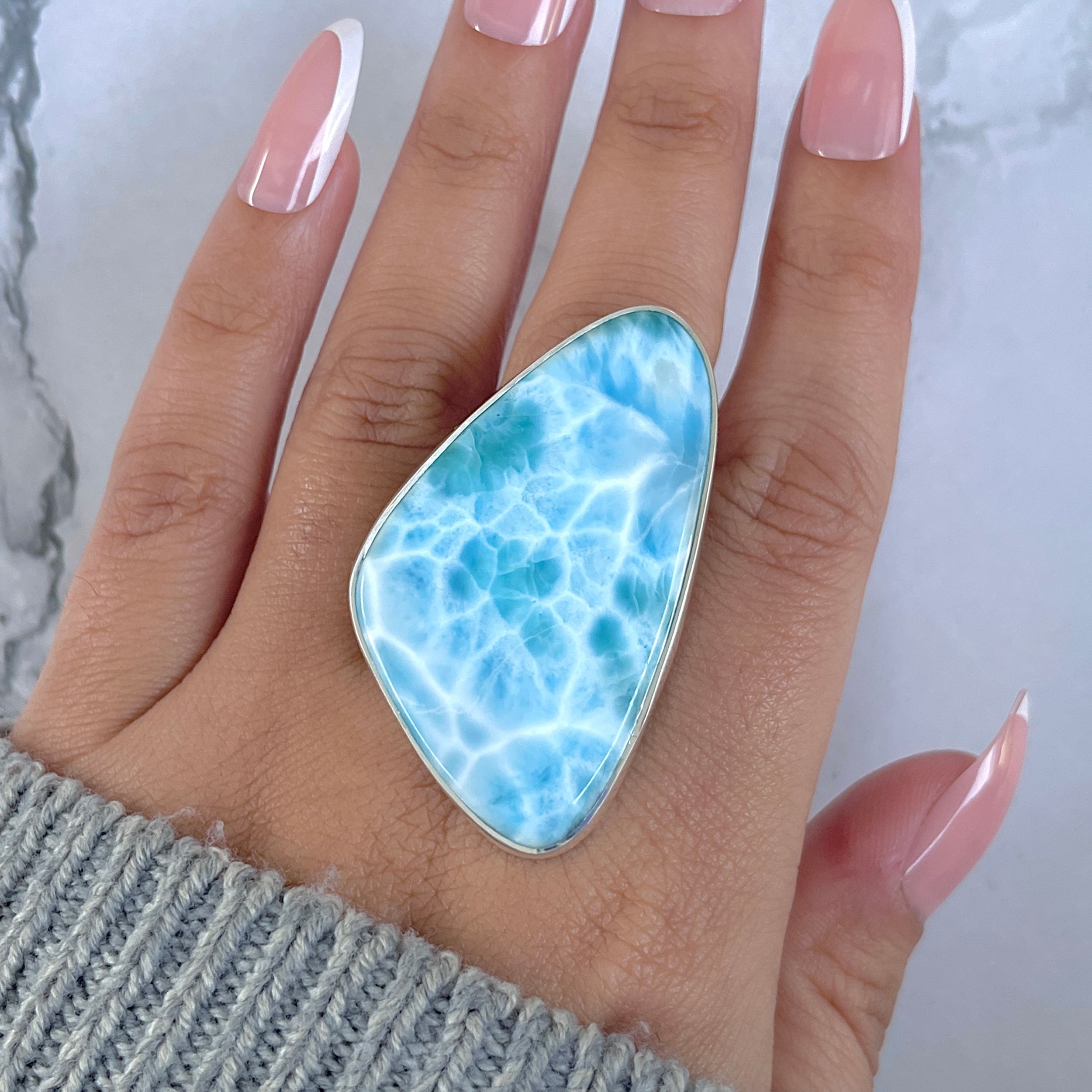 Larimar Adjustable Ring-(LAR-R-1620.)