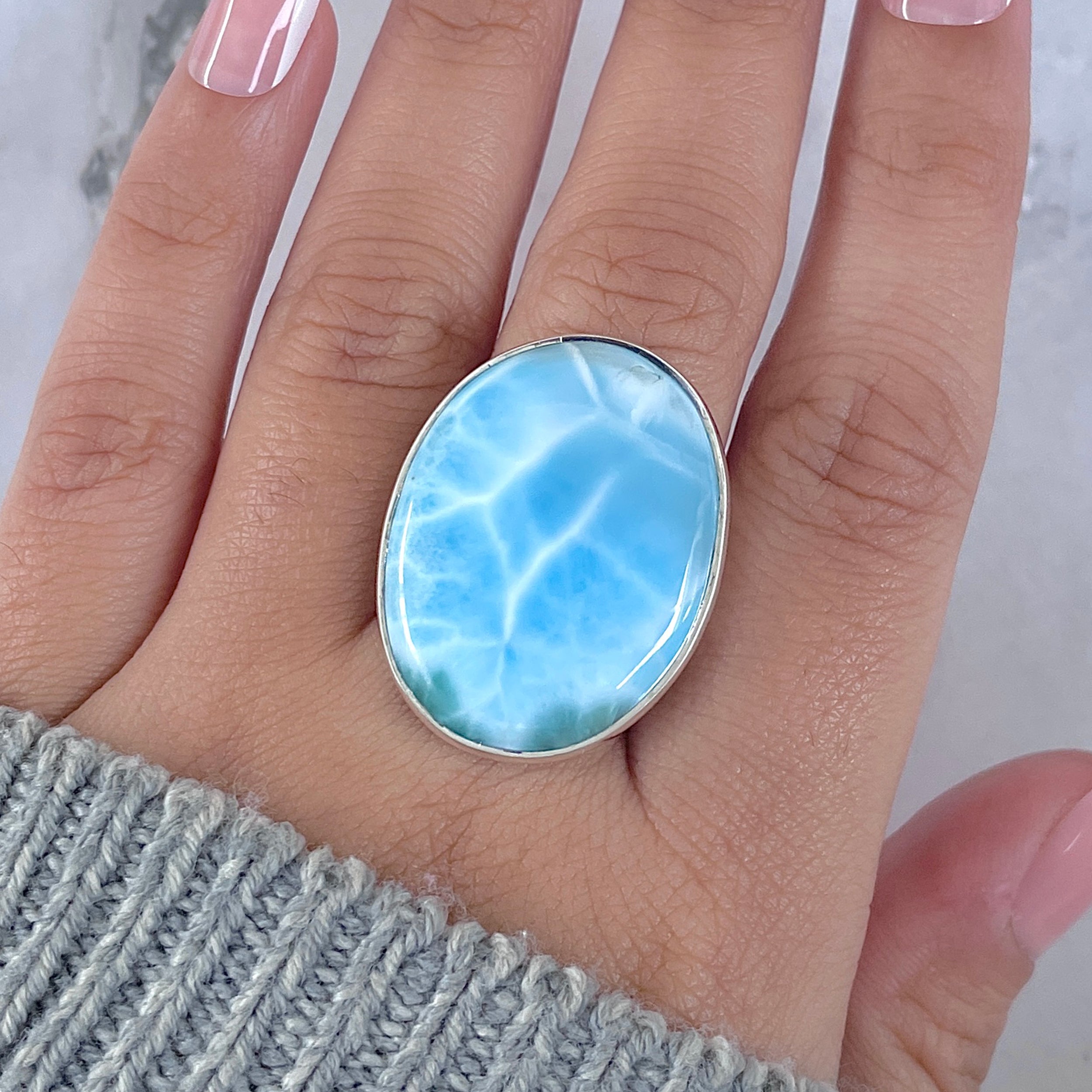 Larimar Adjustable Ring-(LAR-R-1623.)