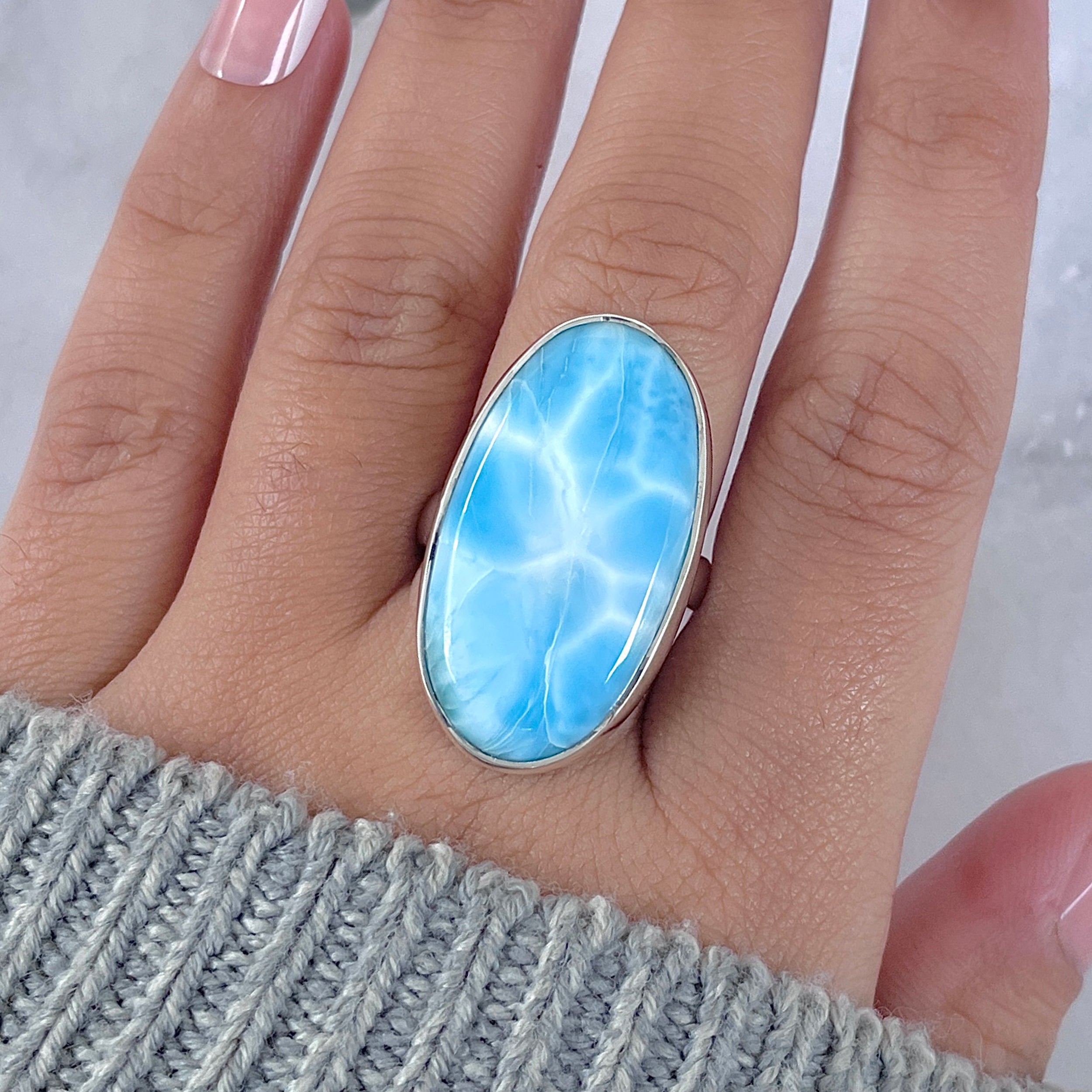 Larimar Adjustable Ring-(LAR-R-1625.)
