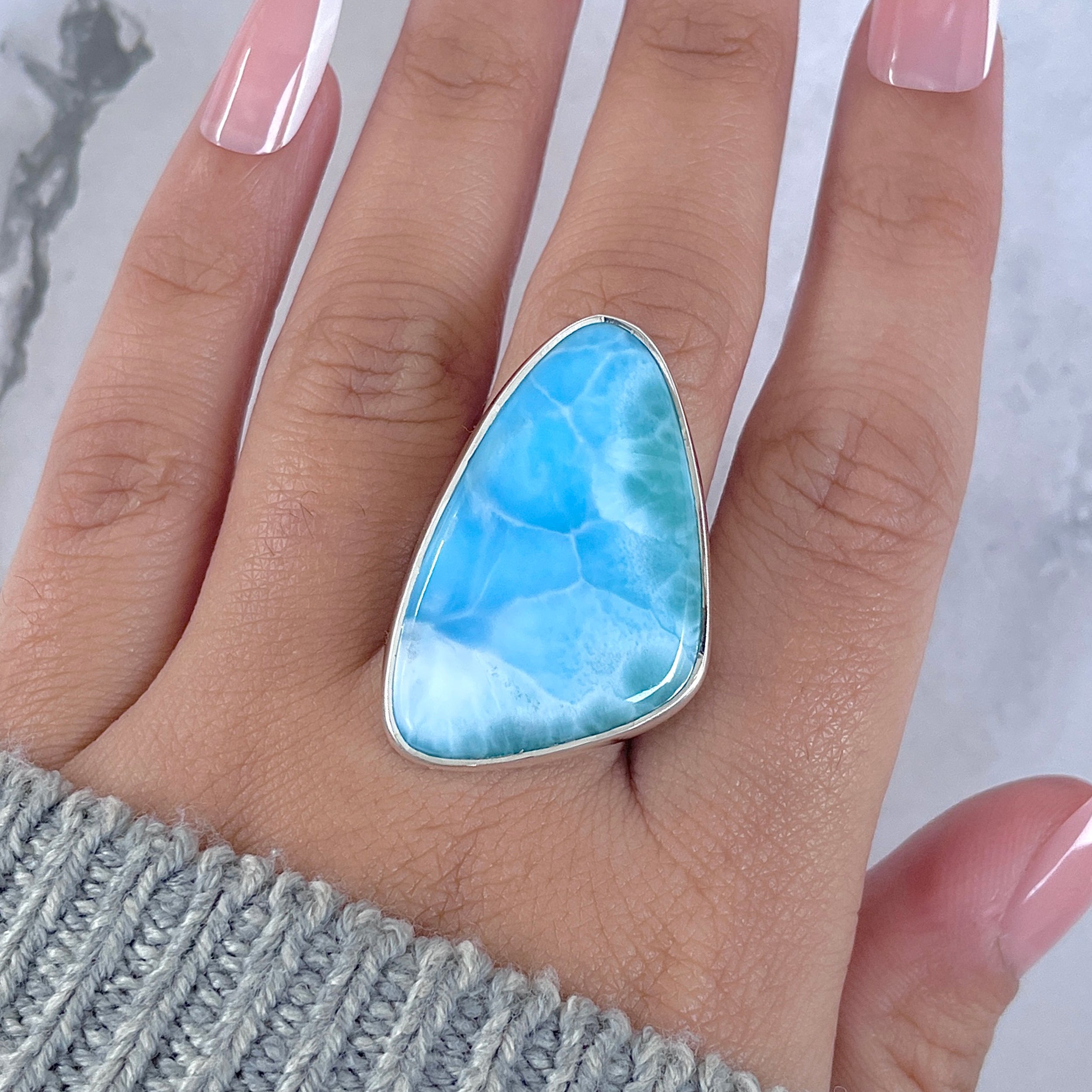 Larimar Adjustable Ring-(LAR-R-1627.)