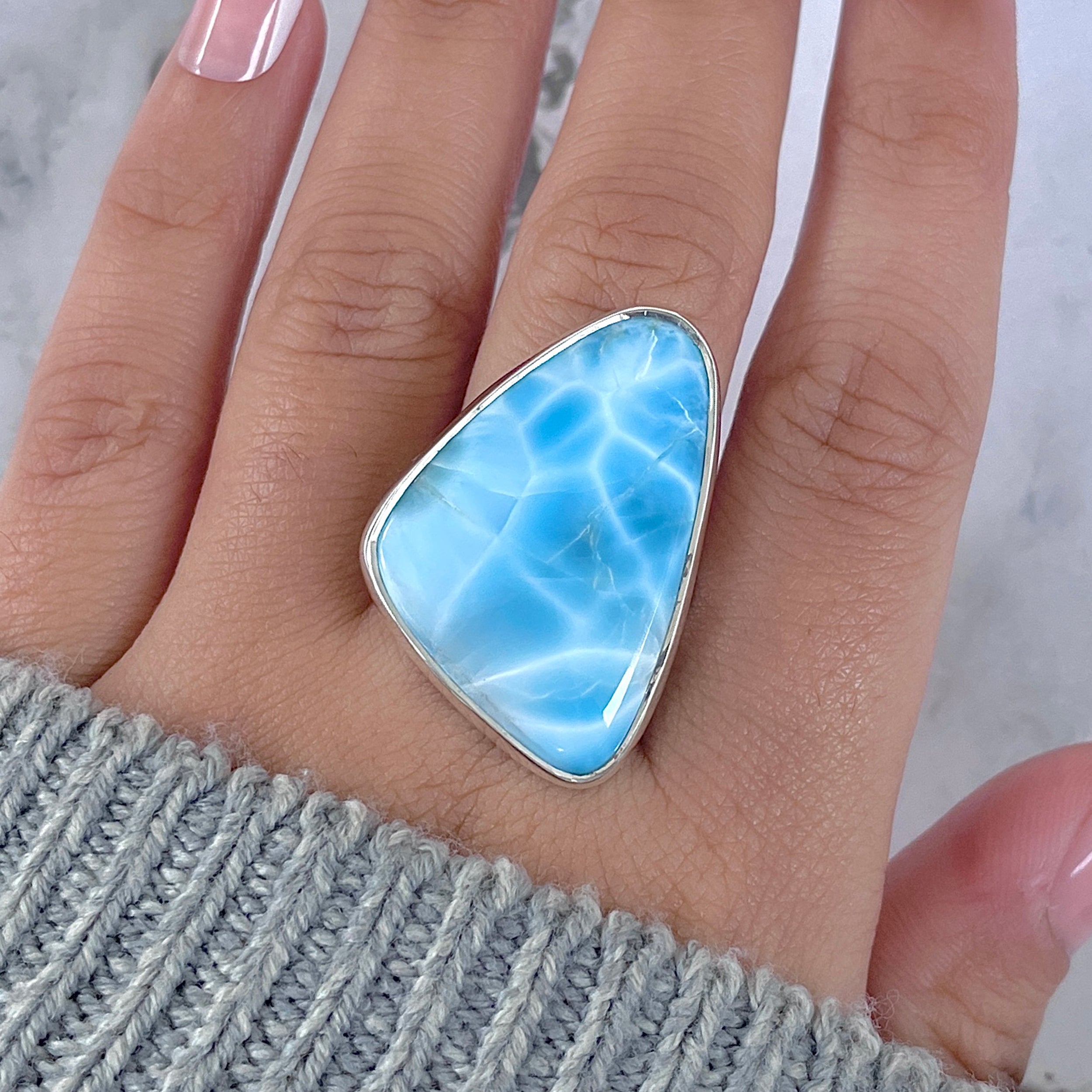 Larimar Adjustable Ring-(LAR-R-1630.)