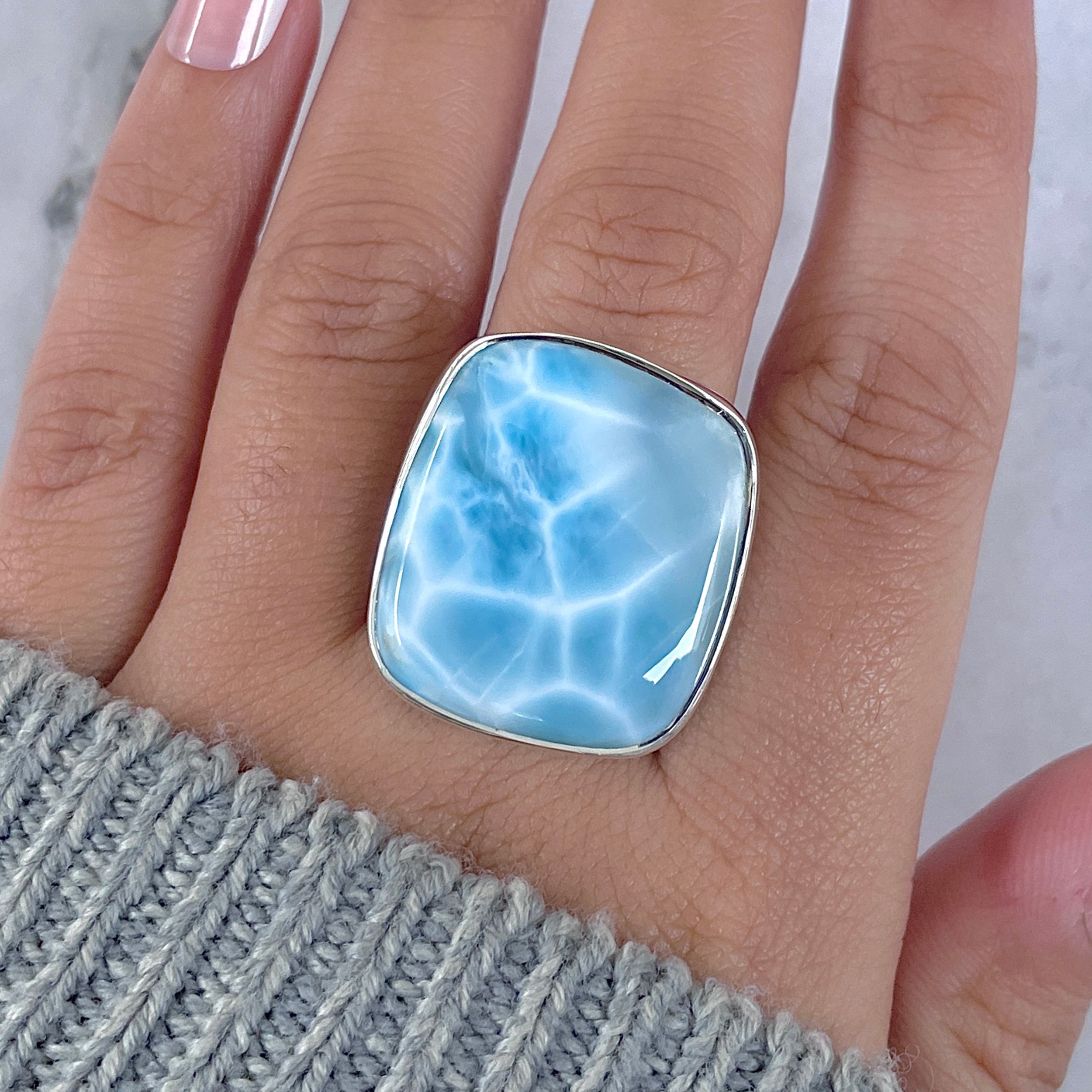 Larimar Adjustable Ring-(LAR-R-1632.)