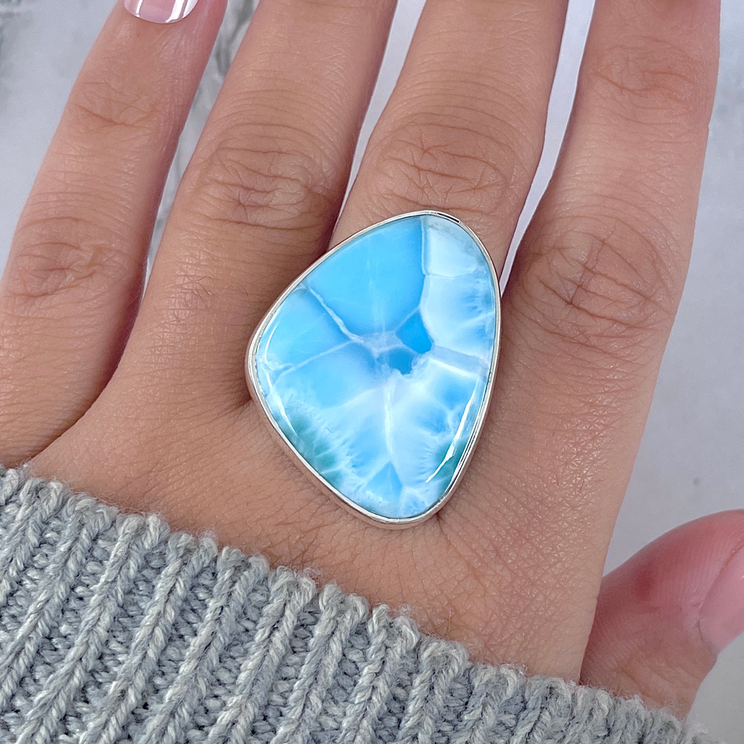 Larimar Adjustable Ring-(LAR-R-1634.)