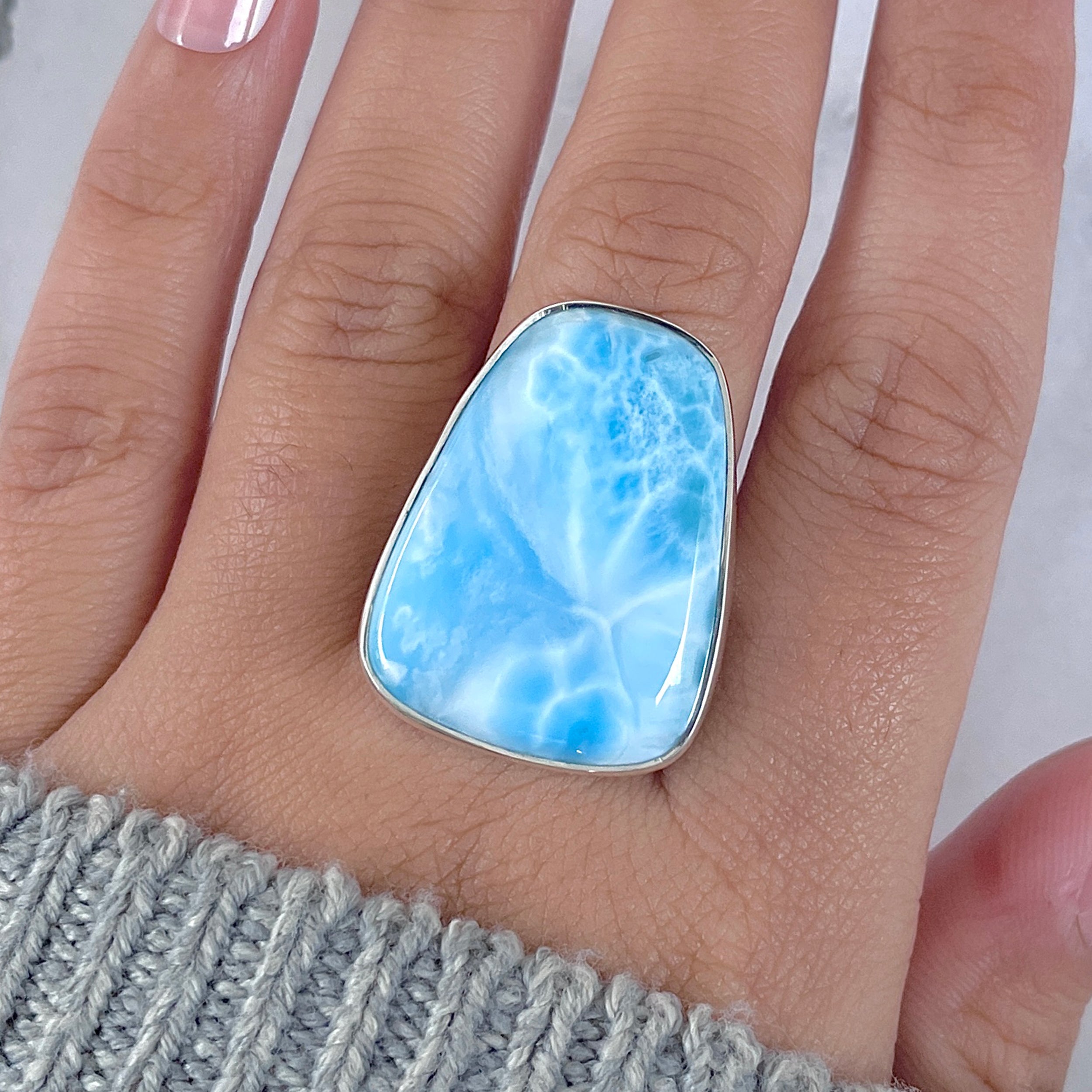 Larimar Adjustable Ring-(LAR-R-1636.)