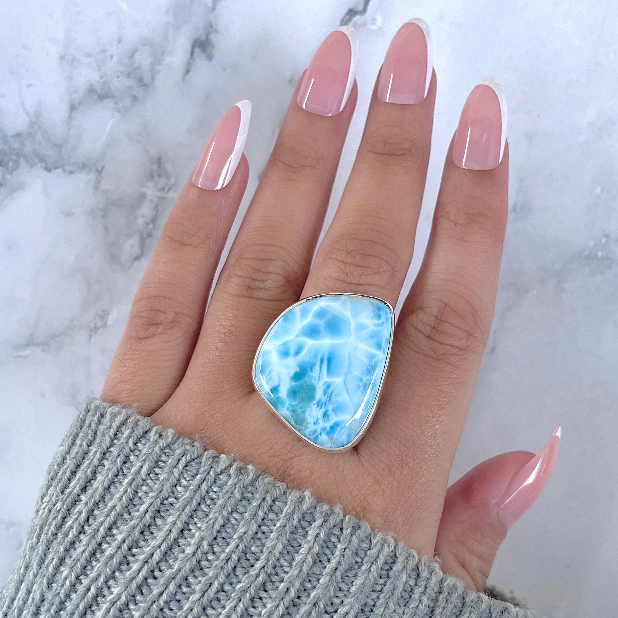 Larimar Adjustable Ring-(LAR-R-1637.)