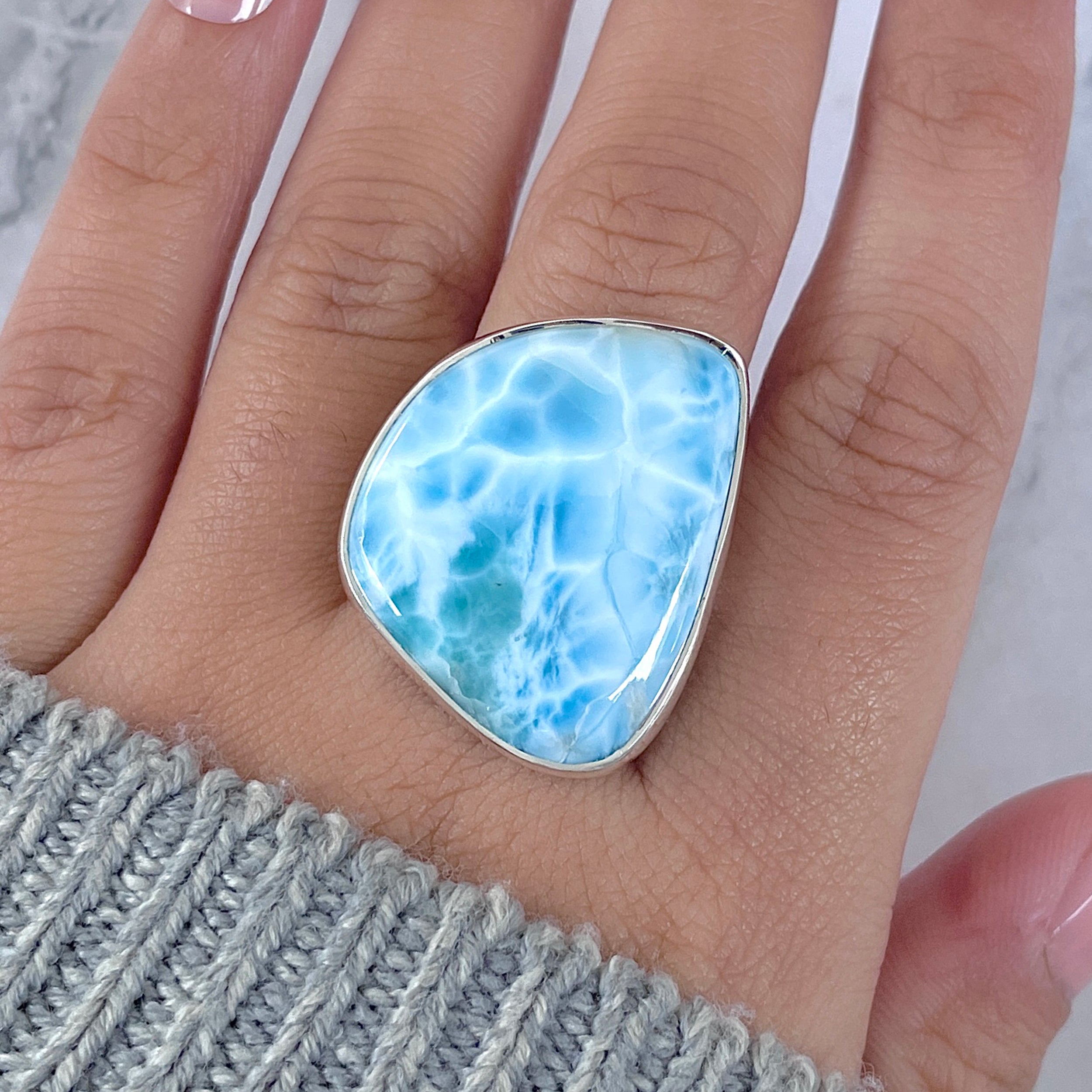 Larimar Adjustable Ring-(LAR-R-1637.)