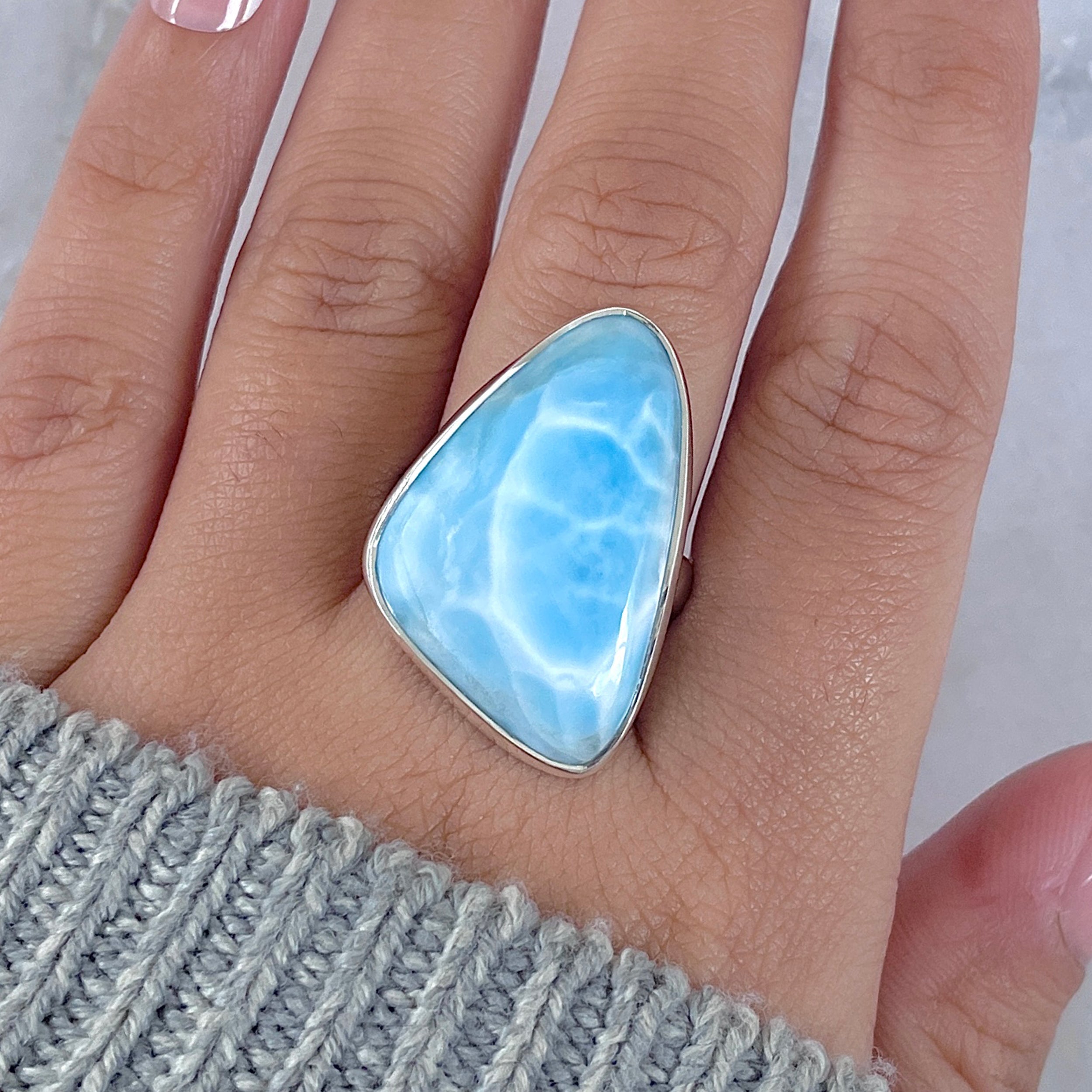 Larimar Adjustable Ring-(LAR-R-1638.)