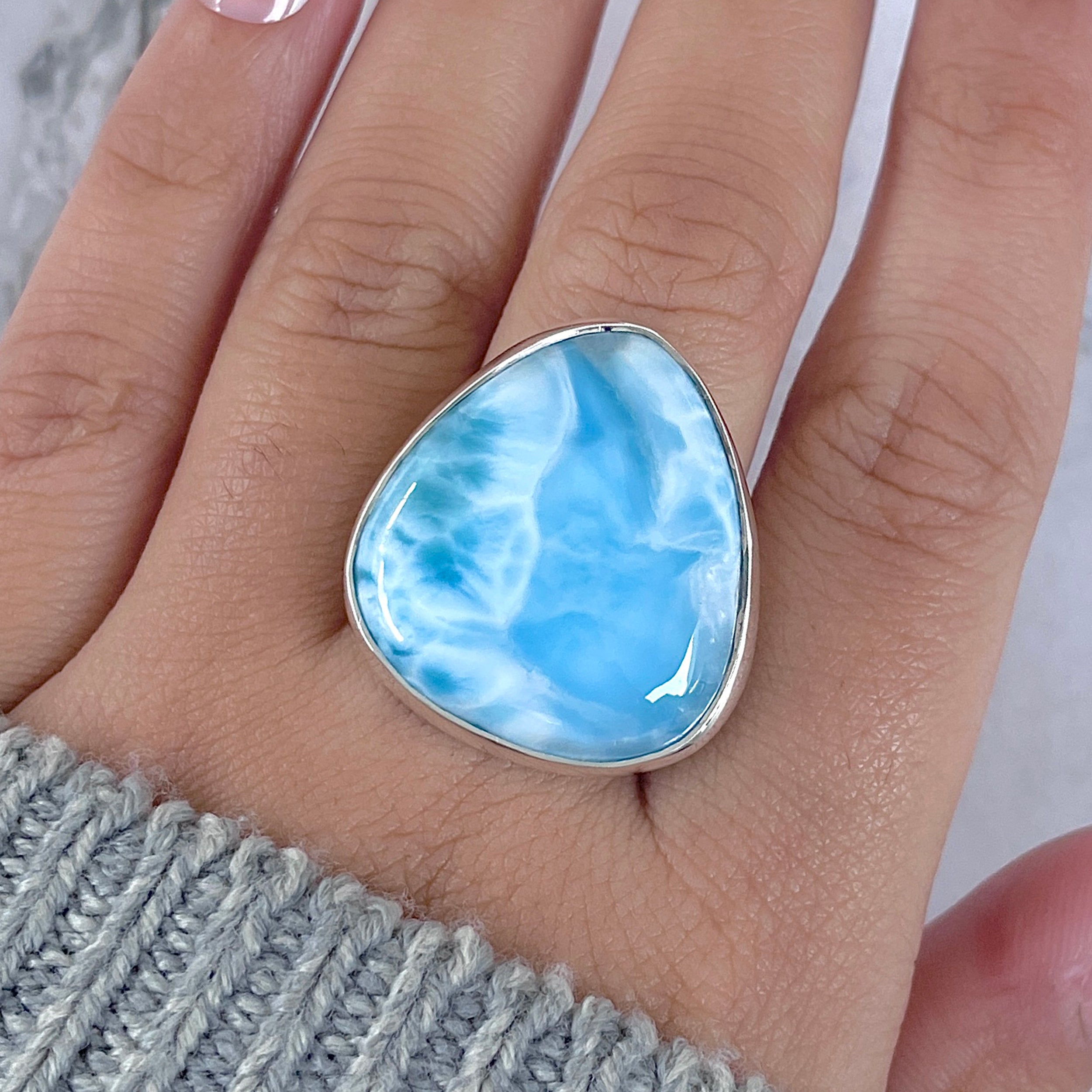 Larimar Adjustable Ring-(LAR-R-1639.)