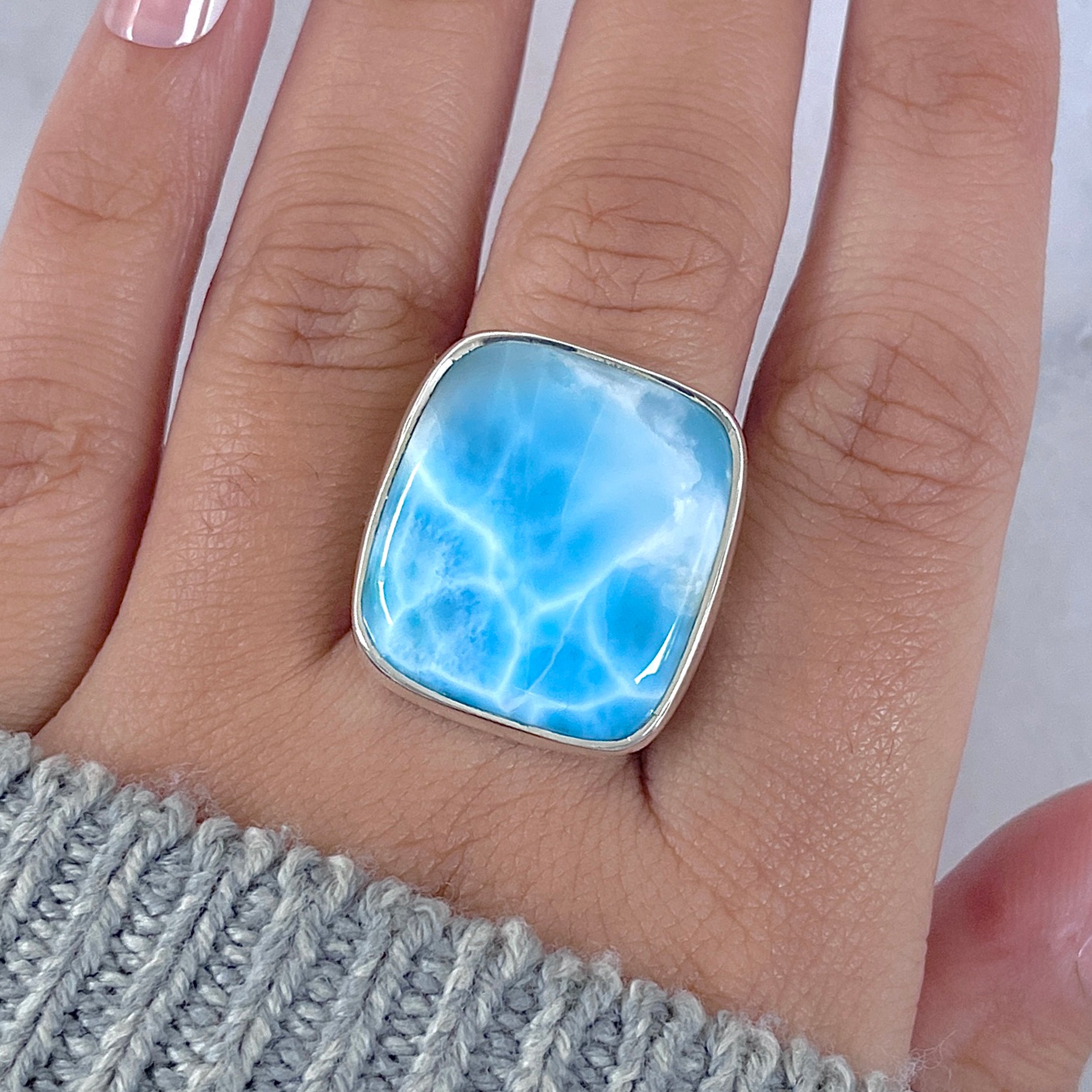 Larimar Adjustable Ring-(LAR-R-1643.)