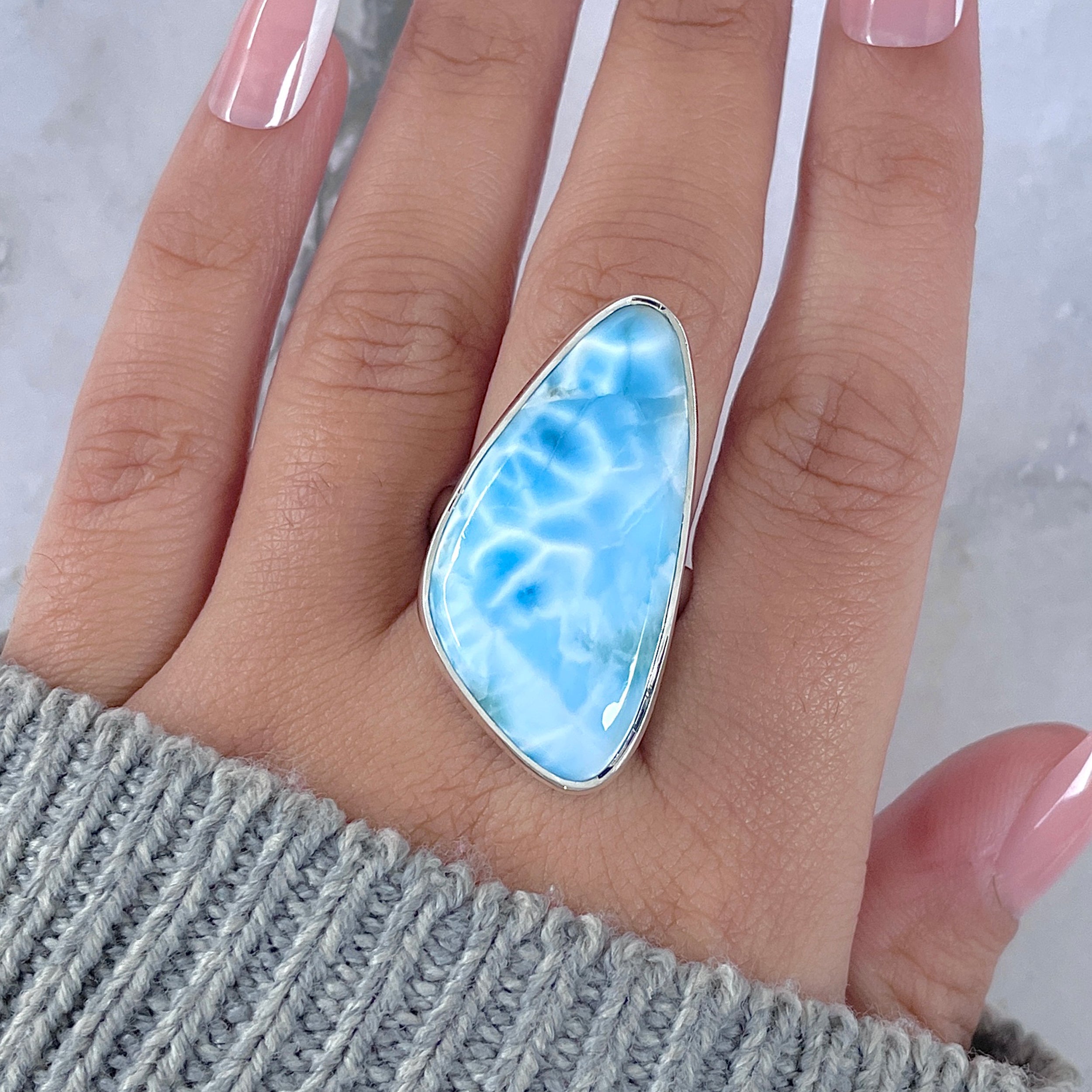 Larimar Adjustable Ring-(LAR-R-1644.)
