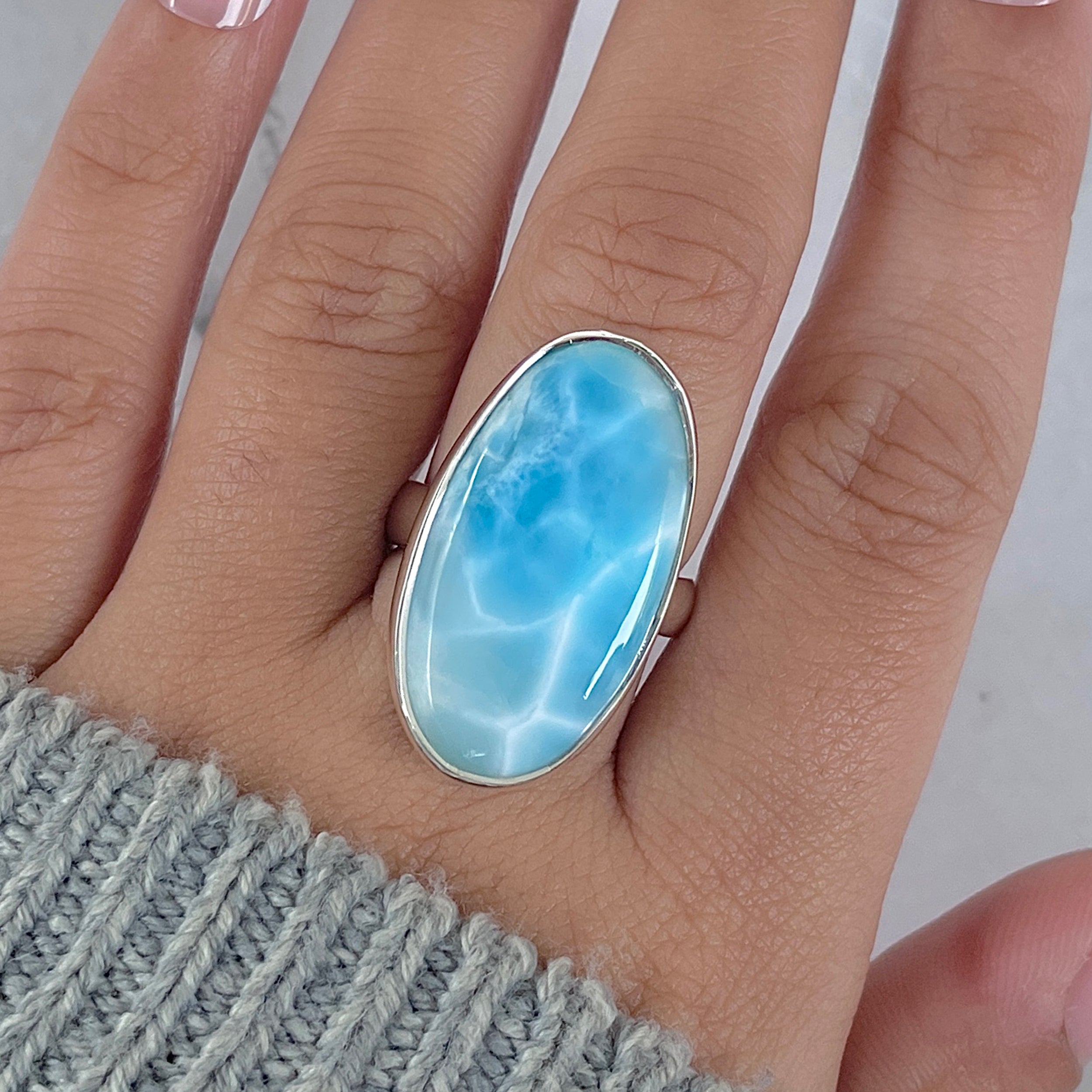 Larimar Adjustable Ring-(LAR-R-1645.)