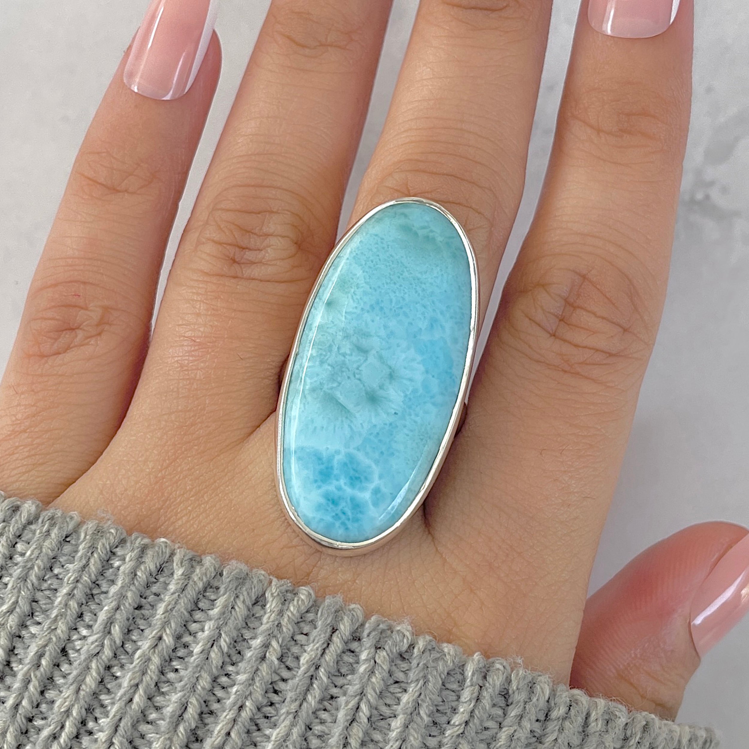 Larimar Rings in Sterling Silver | Buy Larimar Ring Online In USA ...