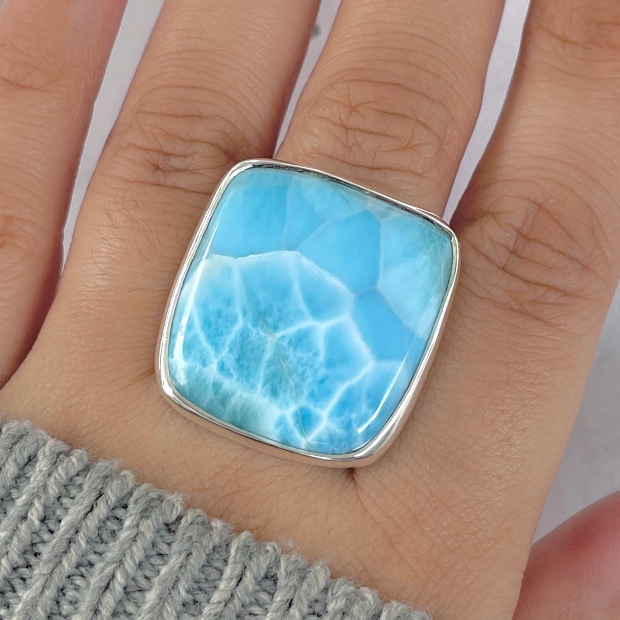 Larimar Adjustable Ring-(LAR-R-1694.)