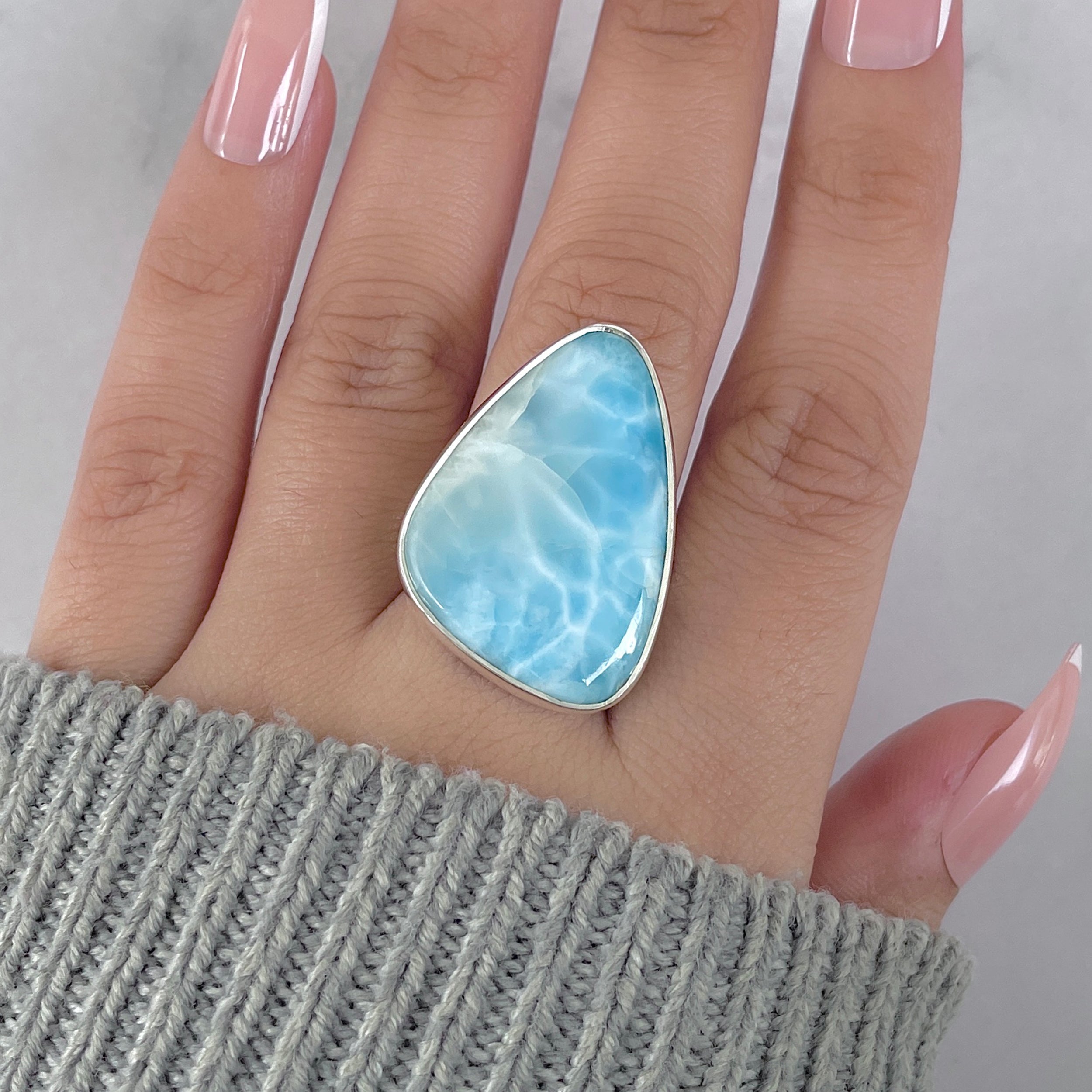 Larimar Adjustable Ring-(LAR-R-1777.)