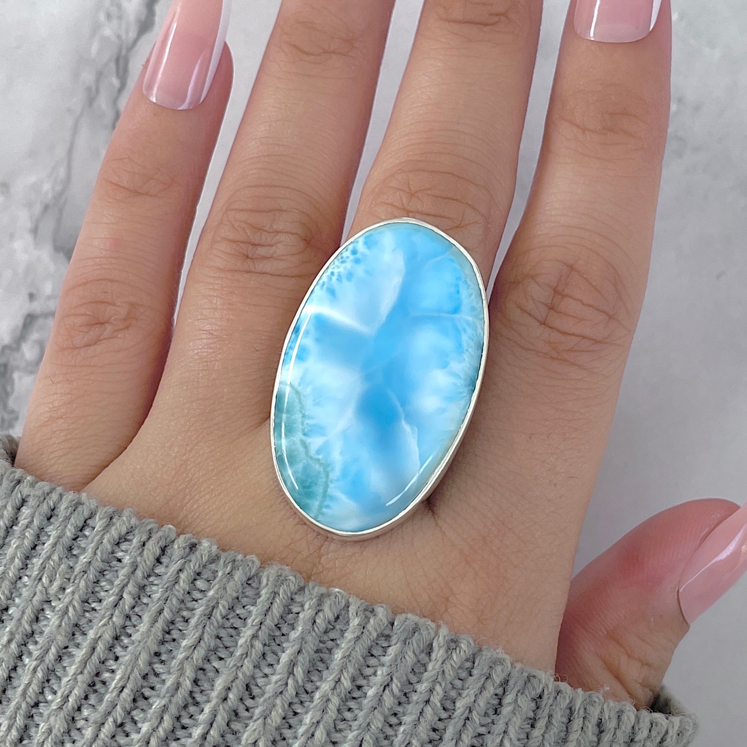Larimar Adjustable Ring-(LAR-R-1796.)
