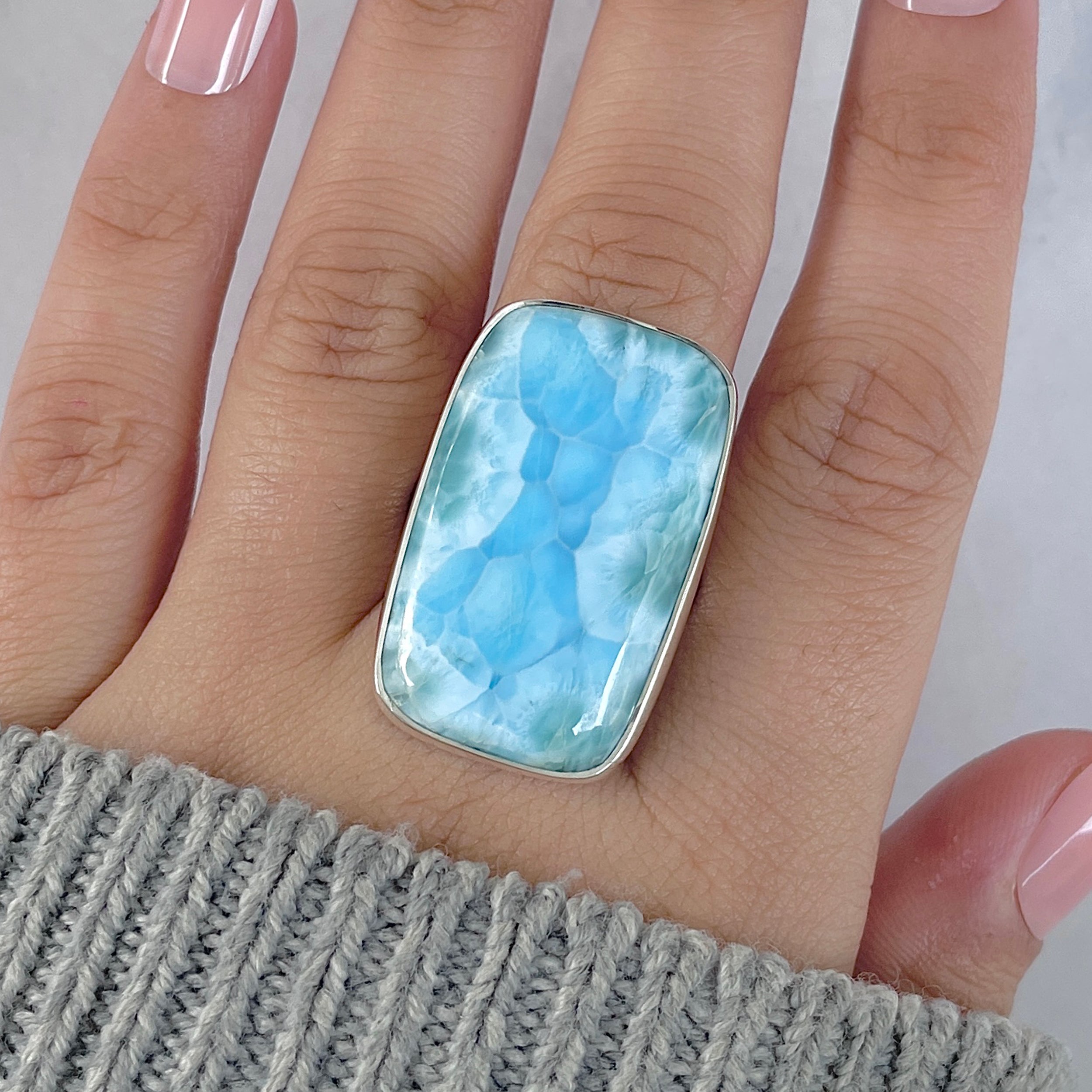 Larimar Adjustable Ring-(LAR-R-1815.)