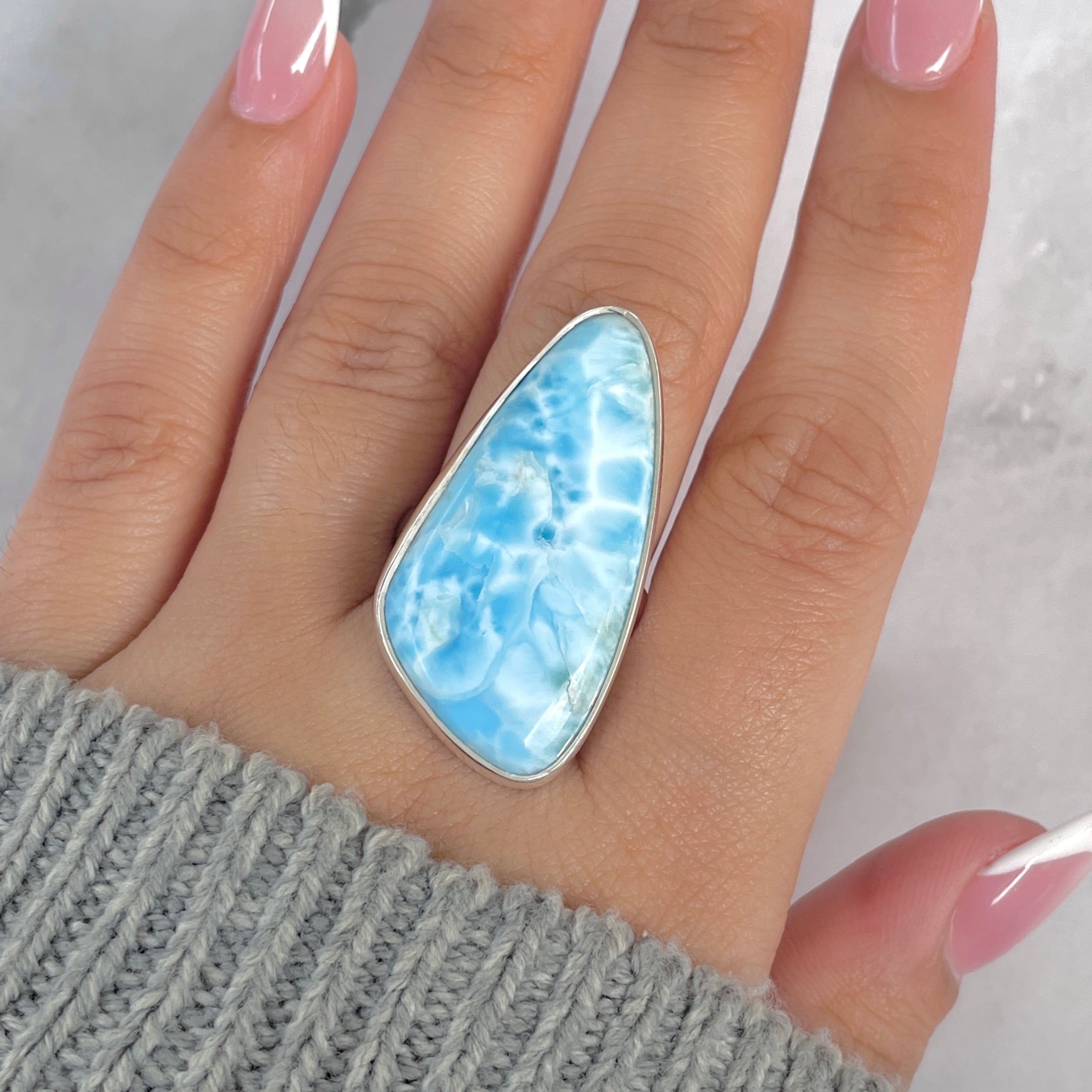 Larimar Adjustable Ring-(LAR-R-1872.)