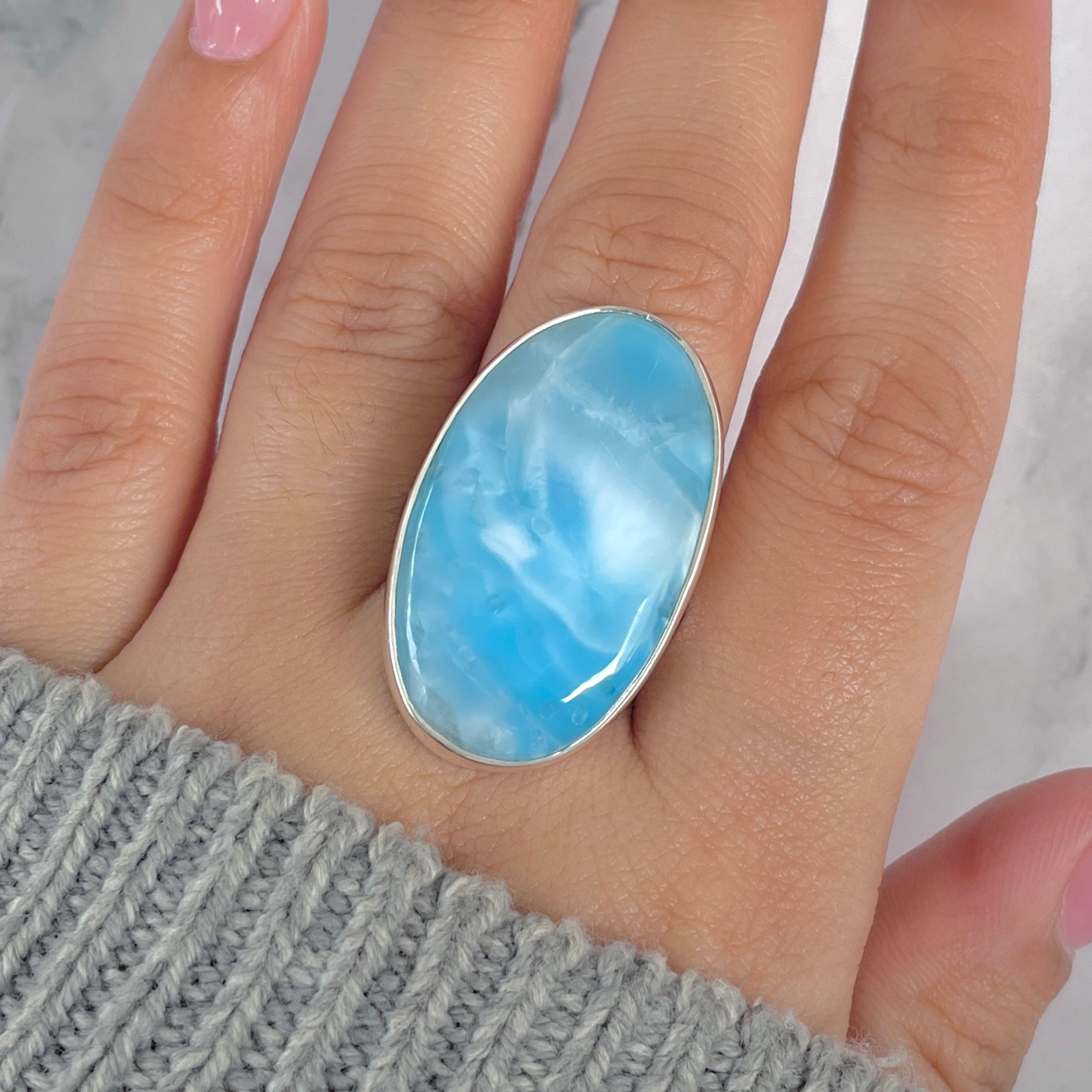 Larimar Adjustable Ring-(LAR-R-1873.)