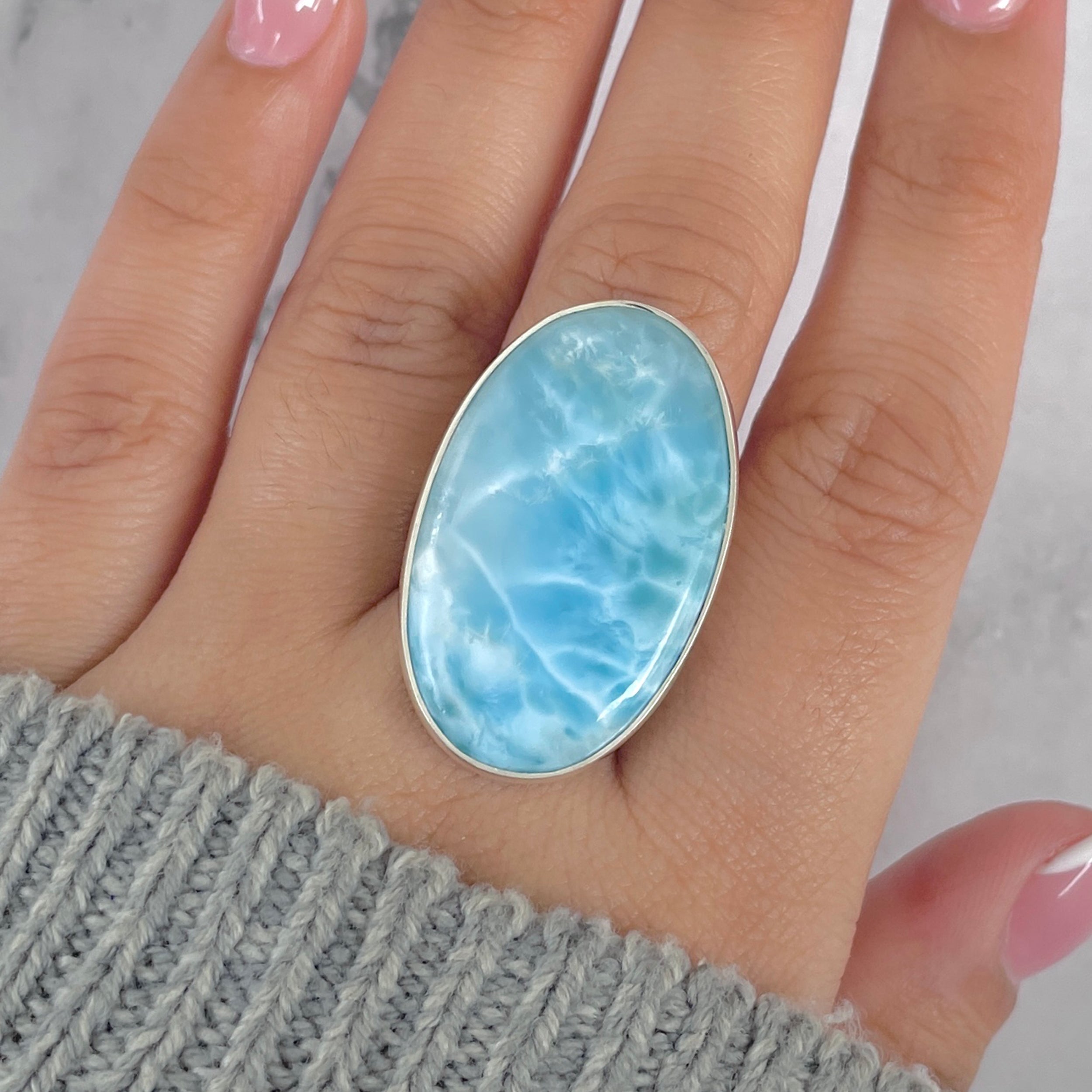 Larimar Adjustable Ring-(LAR-R-1874.)