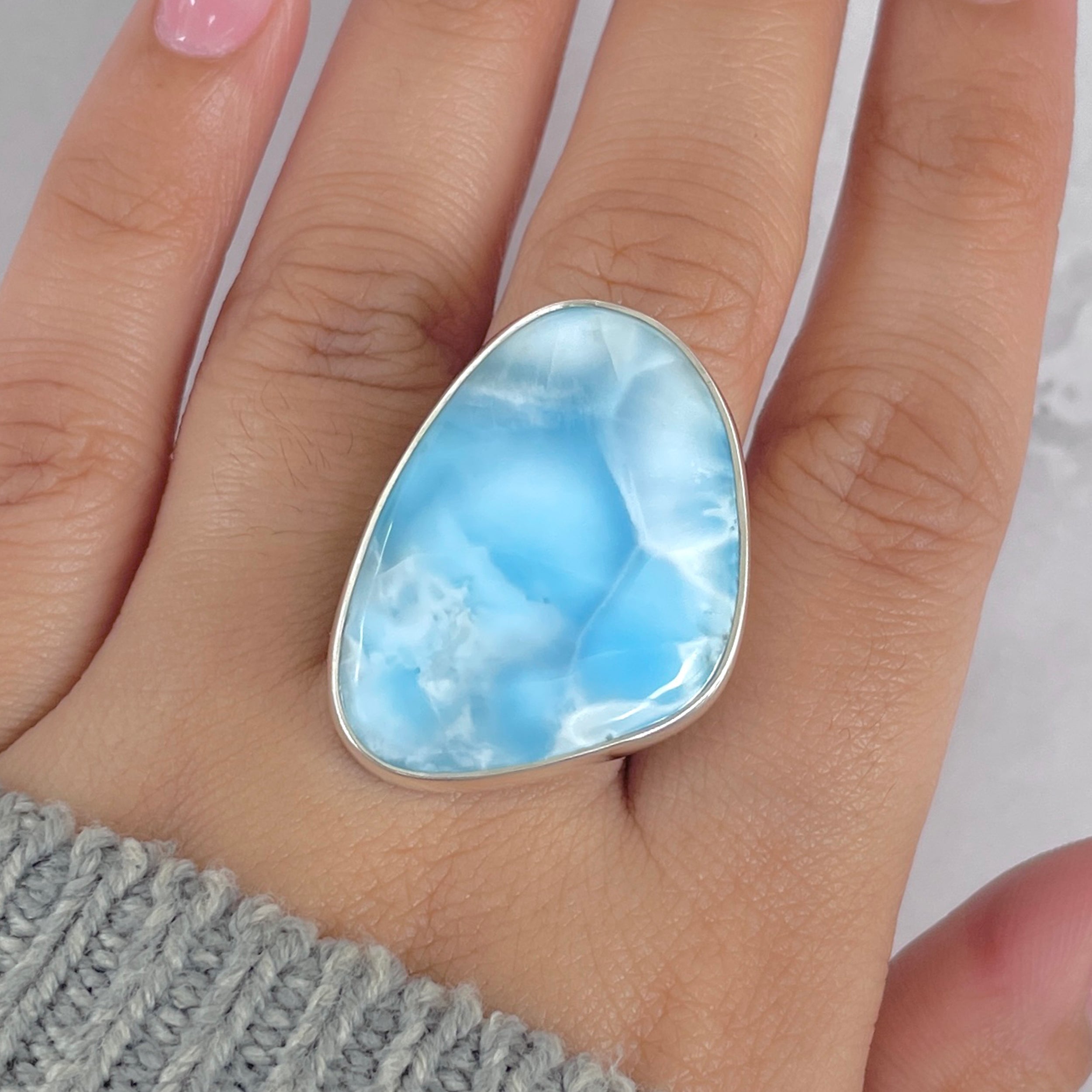 Larimar Adjustable Ring-(LAR-R-1879.)