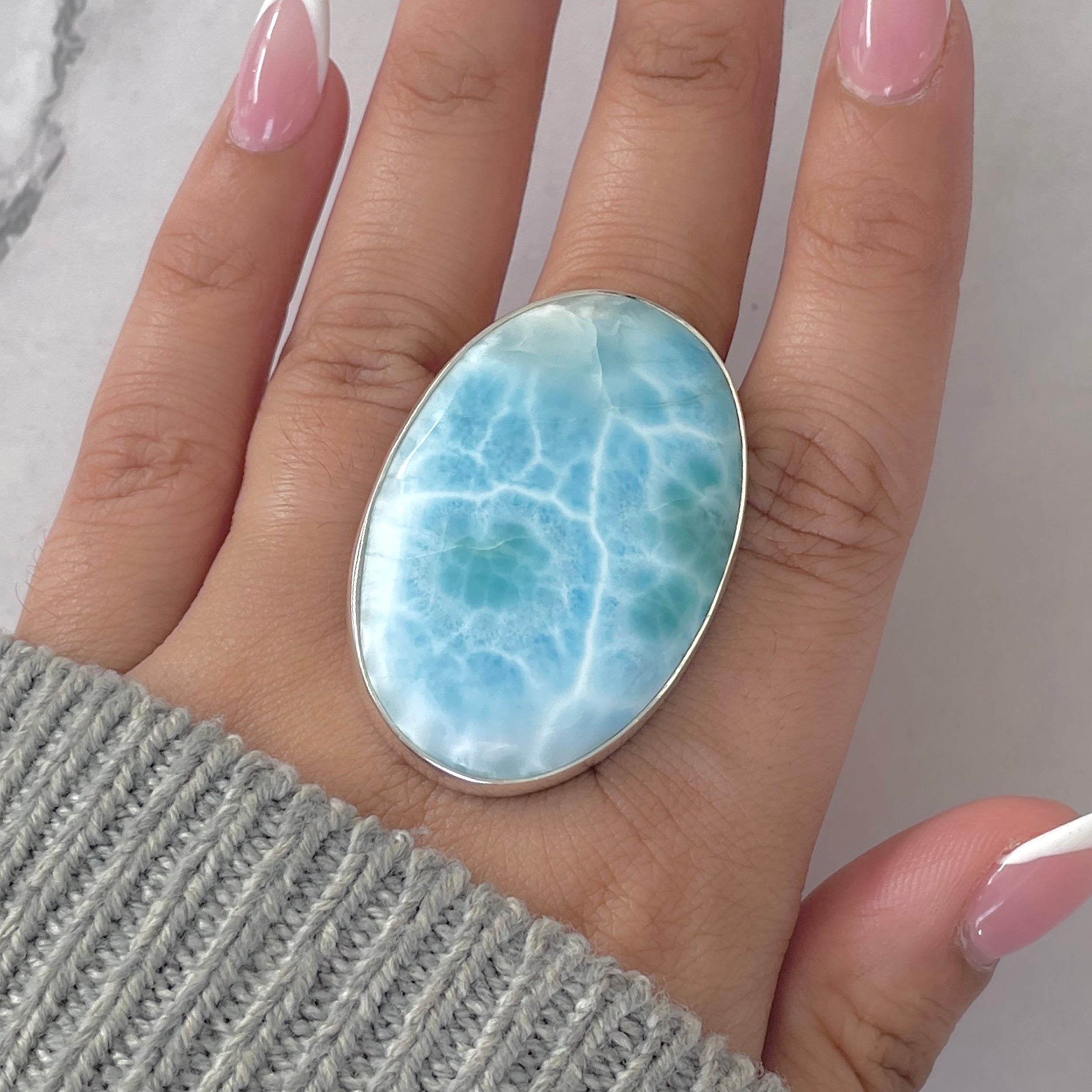 Larimar Adjustable Ring-(LAR-R-1883.)
