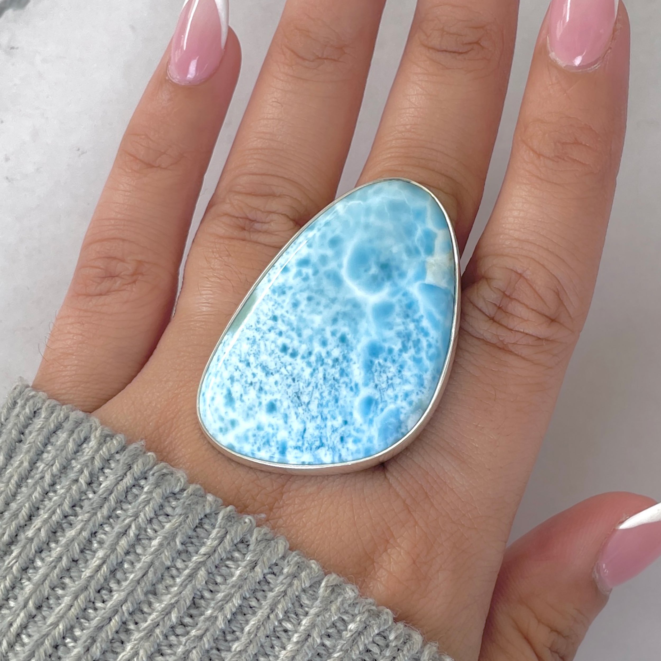 Larimar Adjustable Ring-(LAR-R-1885.)