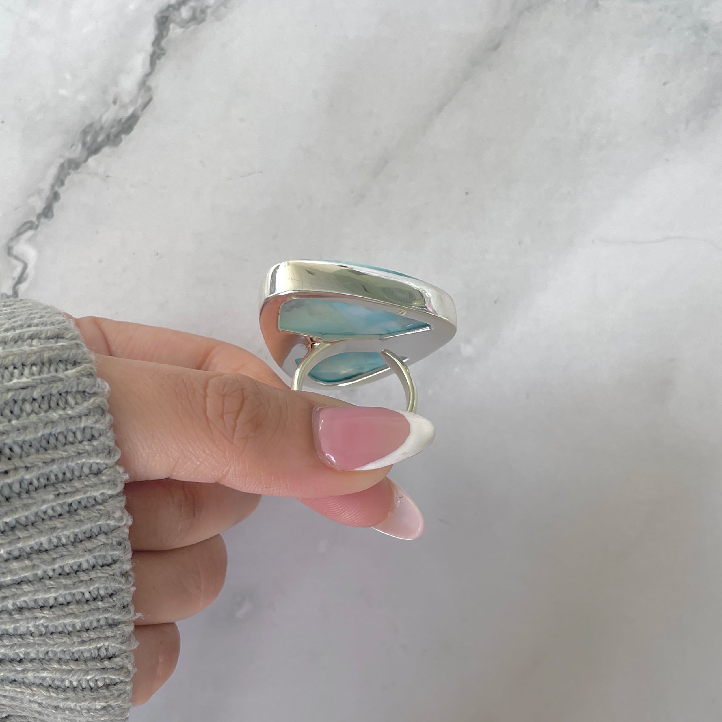 Larimar Adjustable Ring-(LAR-R-1886.)