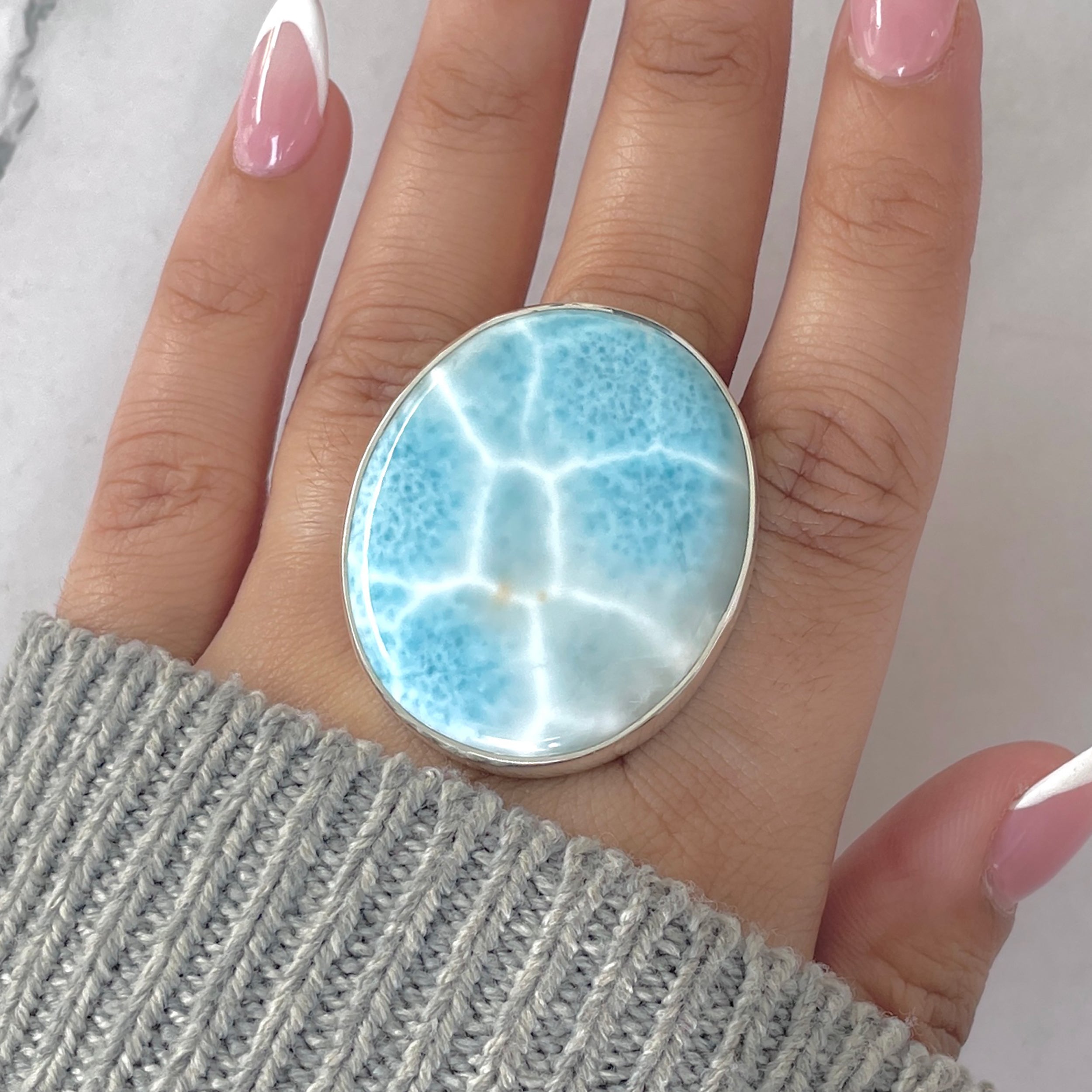 Larimar Adjustable Ring-(LAR-R-1892.)