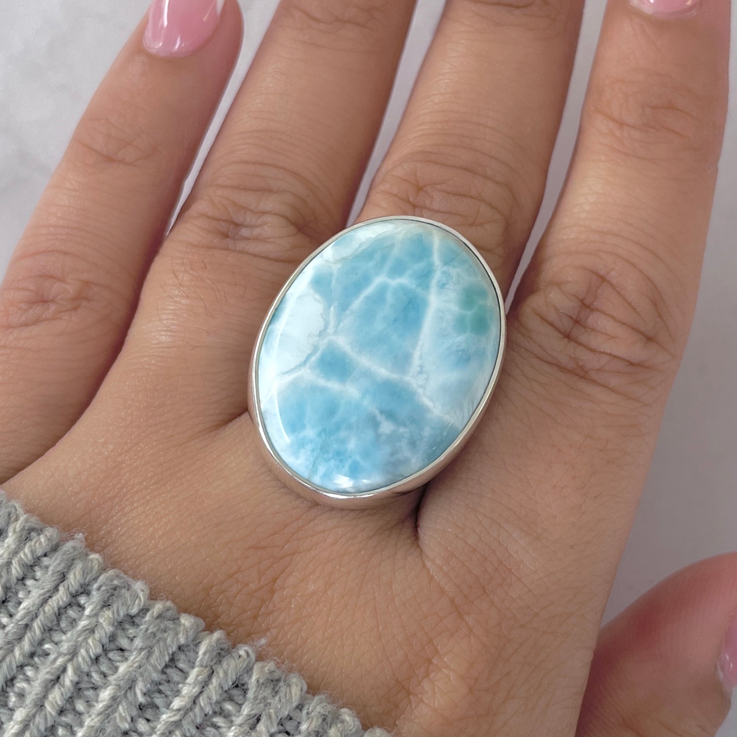 Larimar Adjustable Ring-(LAR-R-1893.)