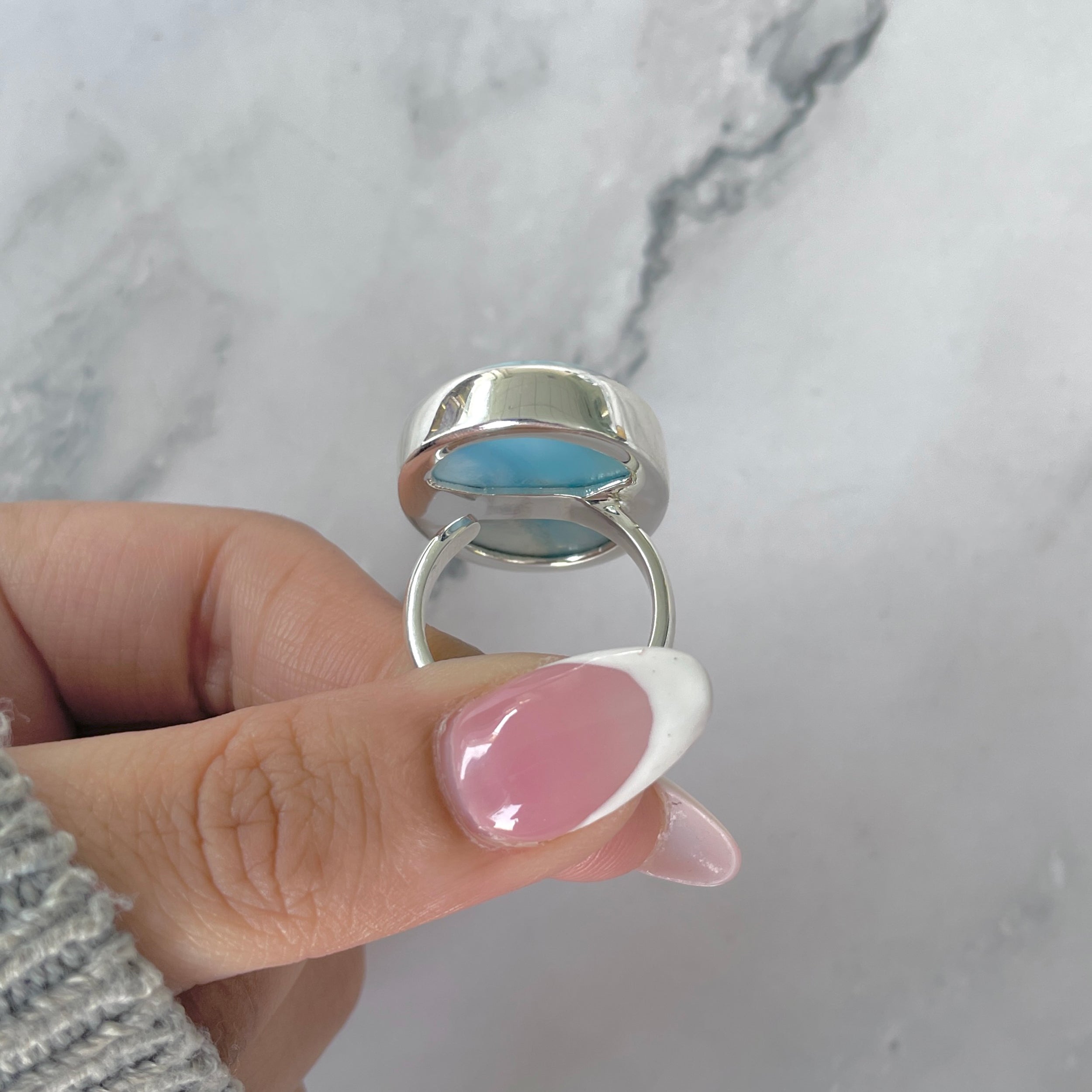 Larimar Adjustable Ring-(LAR-R-1893.)