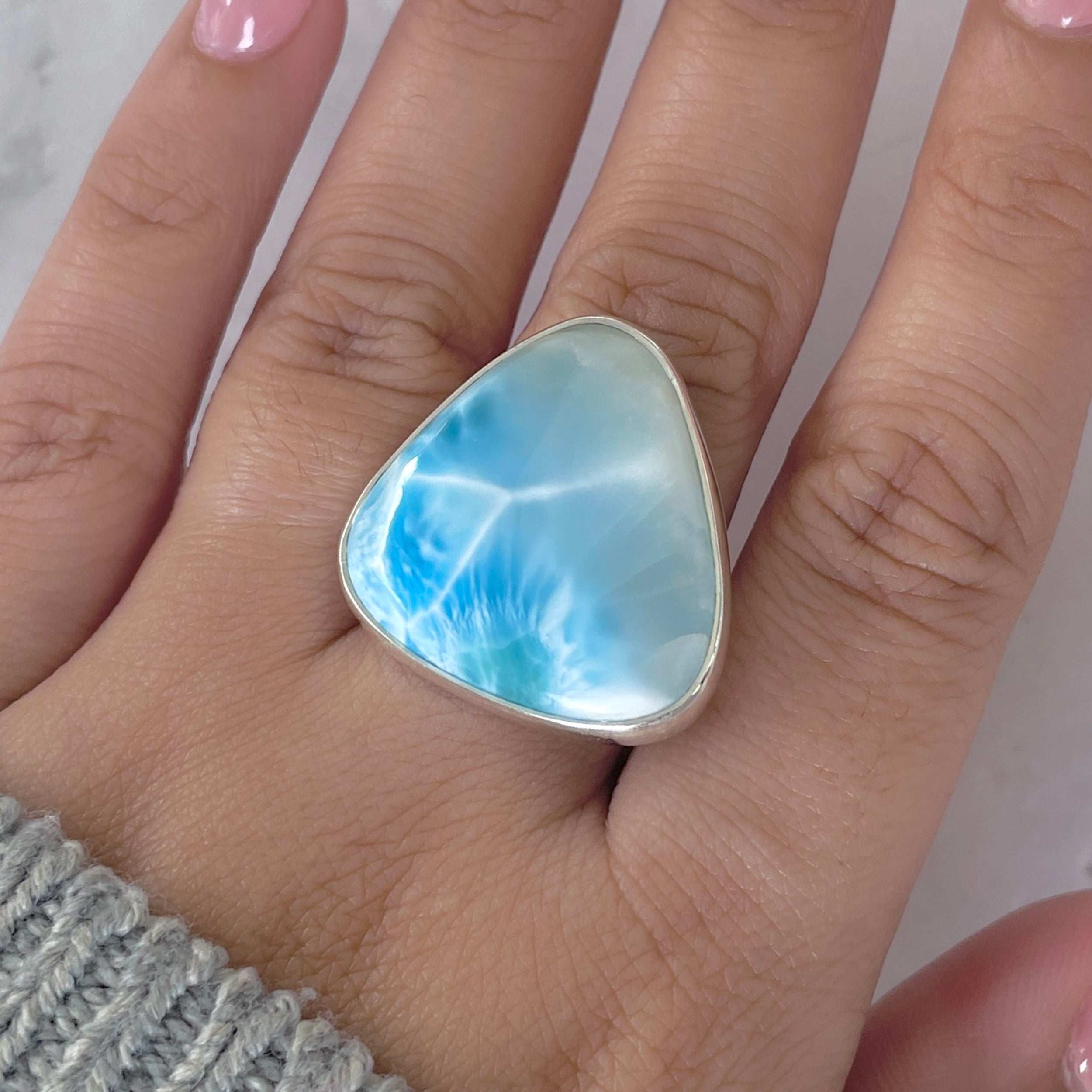 Larimar Adjustable Ring-(LAR-R-1895.)