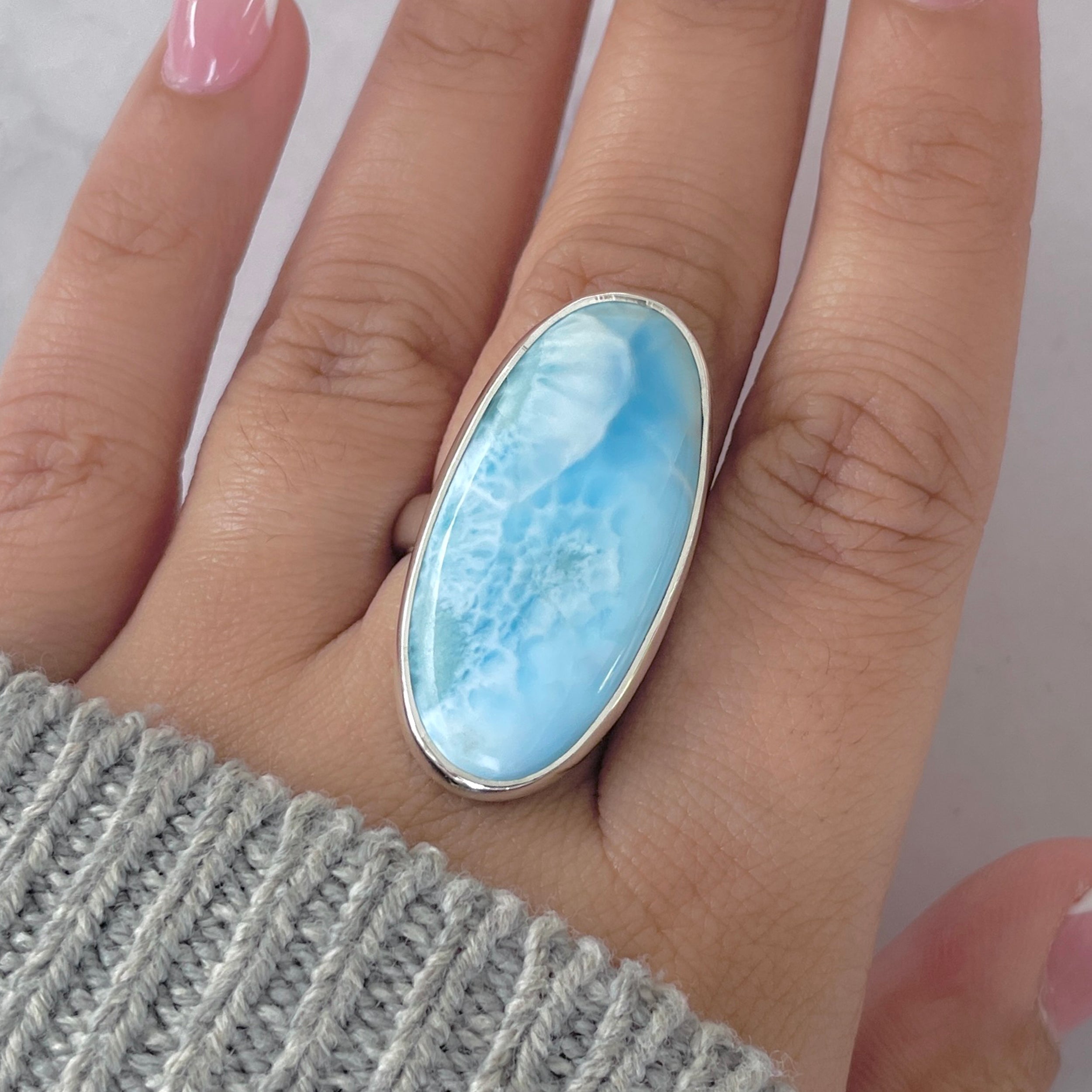 Larimar Adjustable Ring-(LAR-R-1896.)