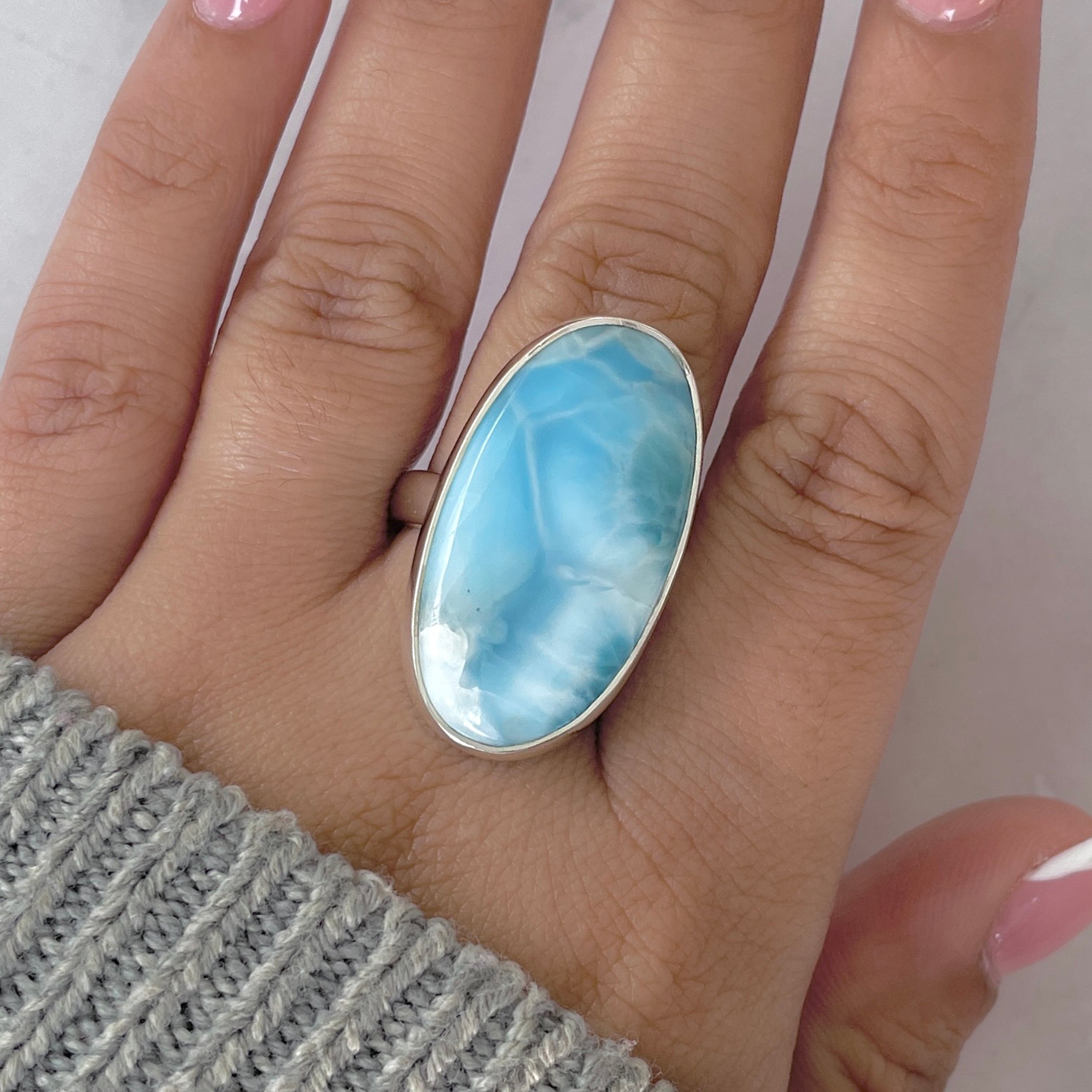 Larimar Adjustable Ring-(LAR-R-1897.)