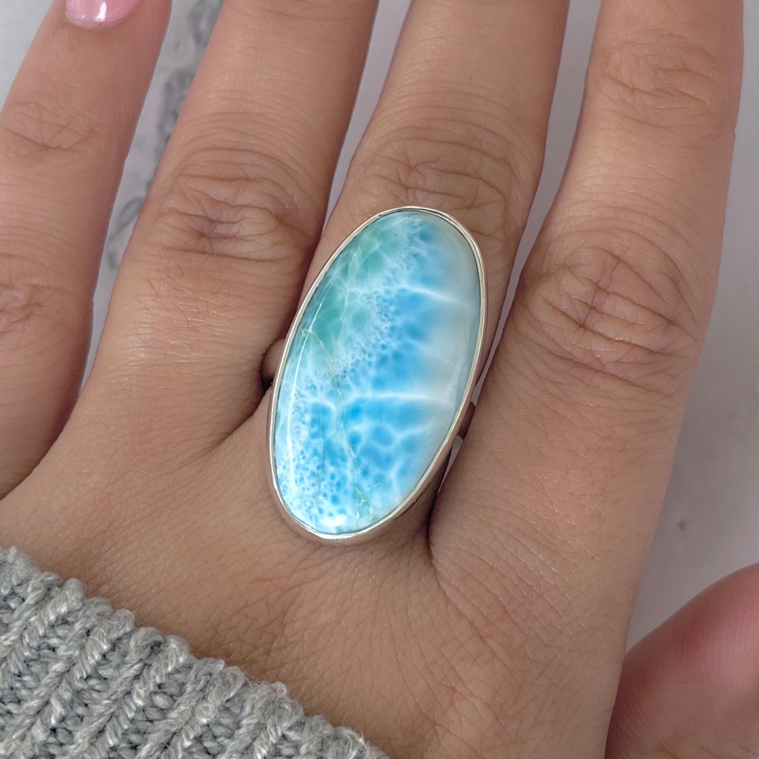 Larimar Adjustable Ring-(LAR-R-1898.)