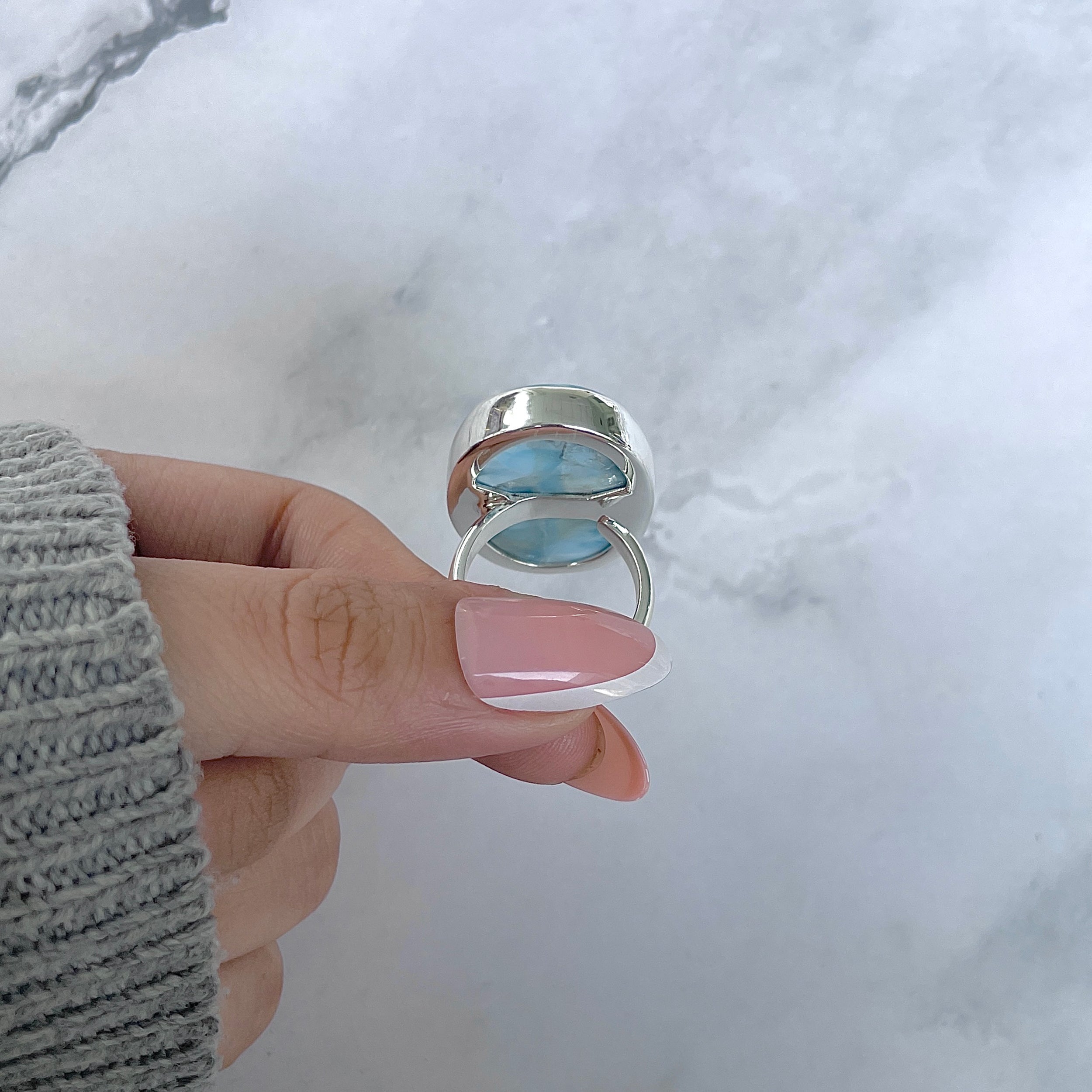 Larimar Adjustable Ring-(LAR-R-1918.)