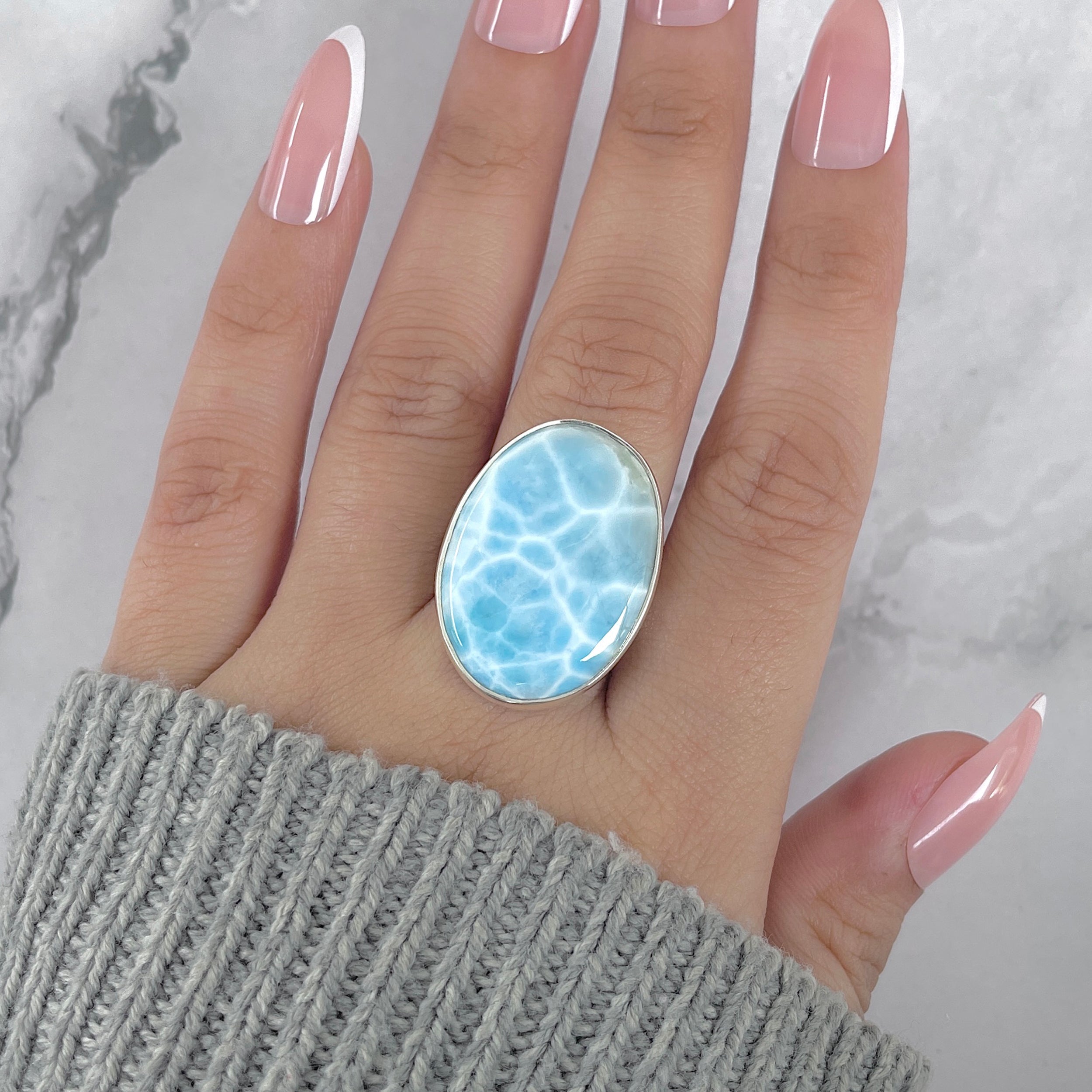 Larimar Adjustable Ring-(LAR-R-1928.)
