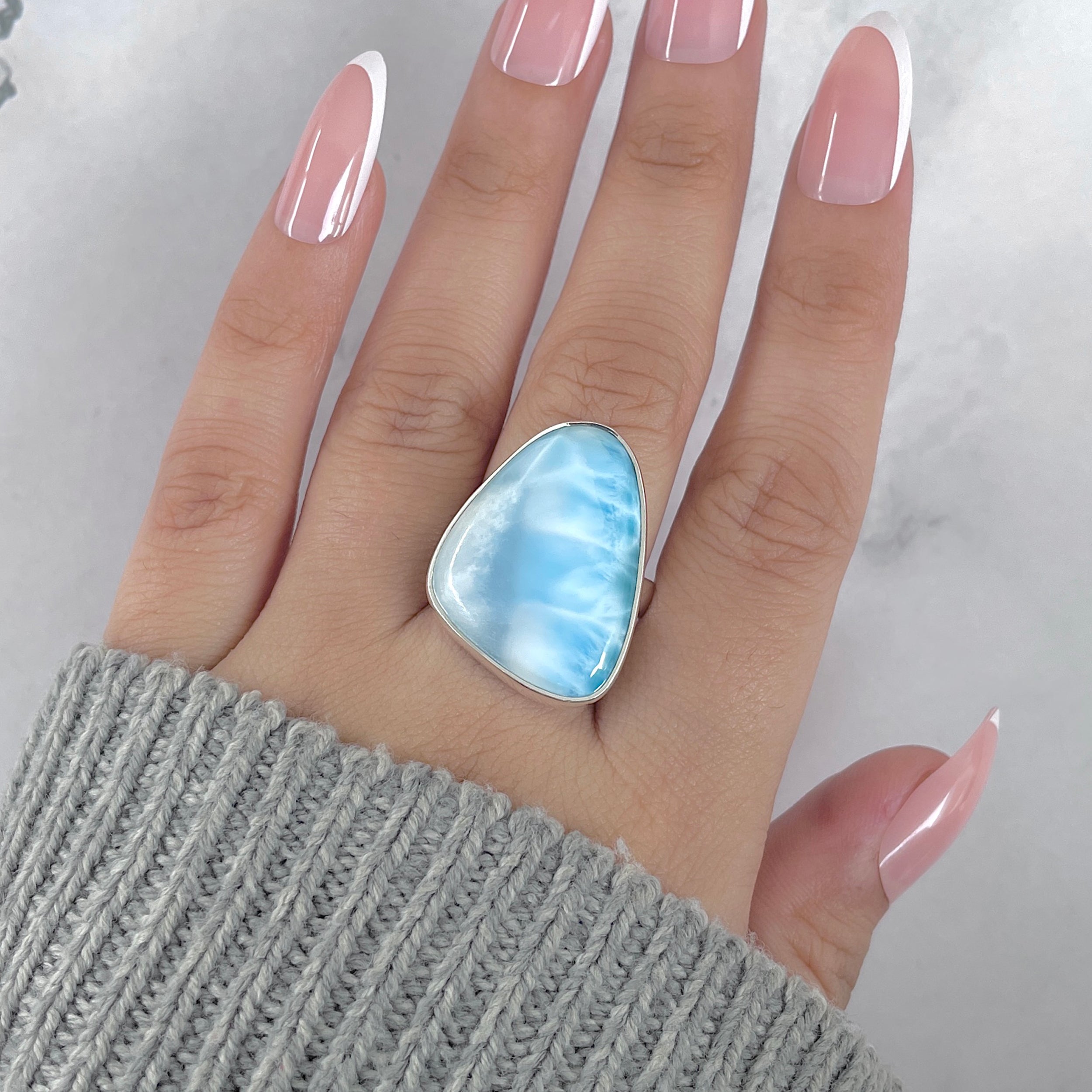Larimar Adjustable Ring-(LAR-R-1929.)