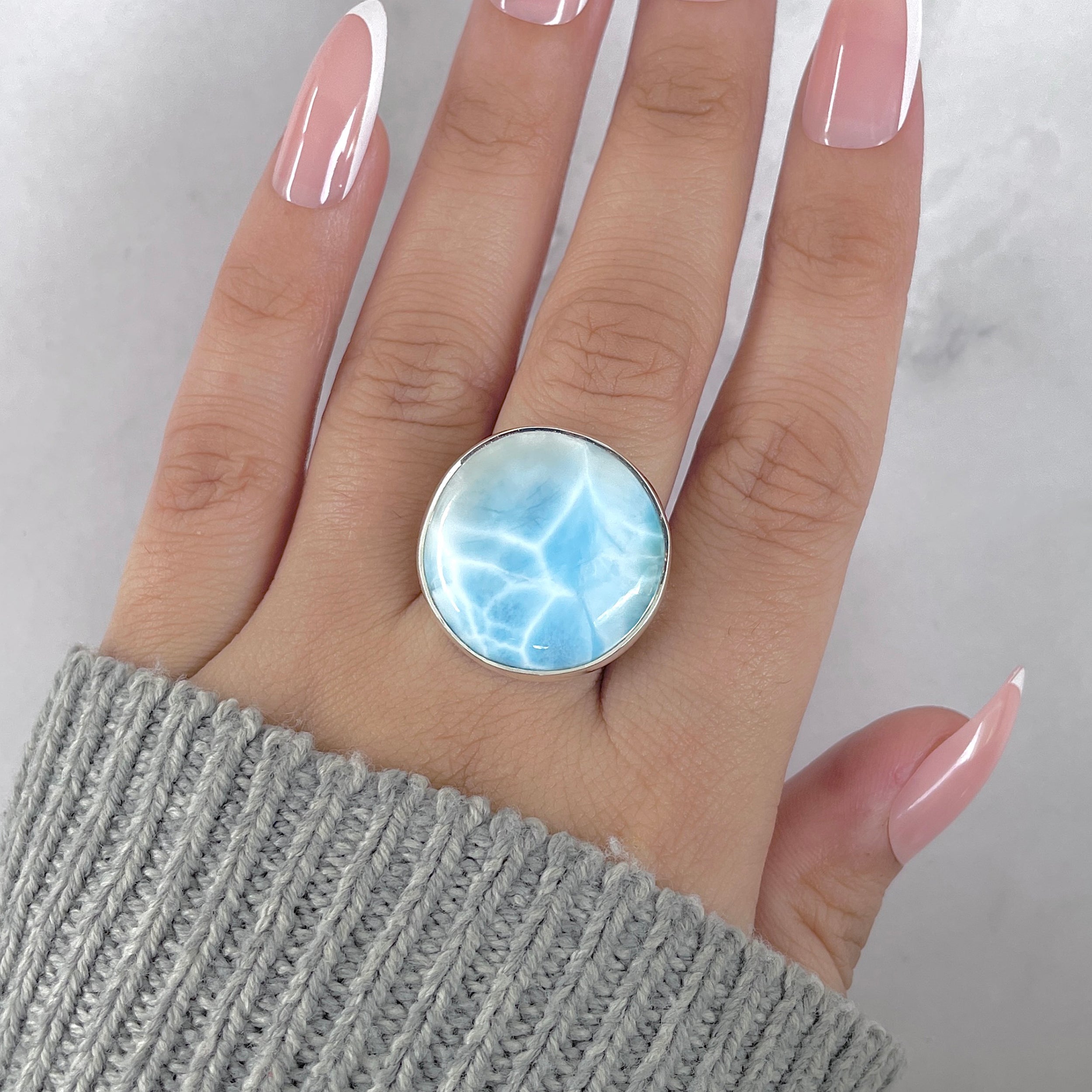 Larimar Adjustable Ring-(LAR-R-1931.)