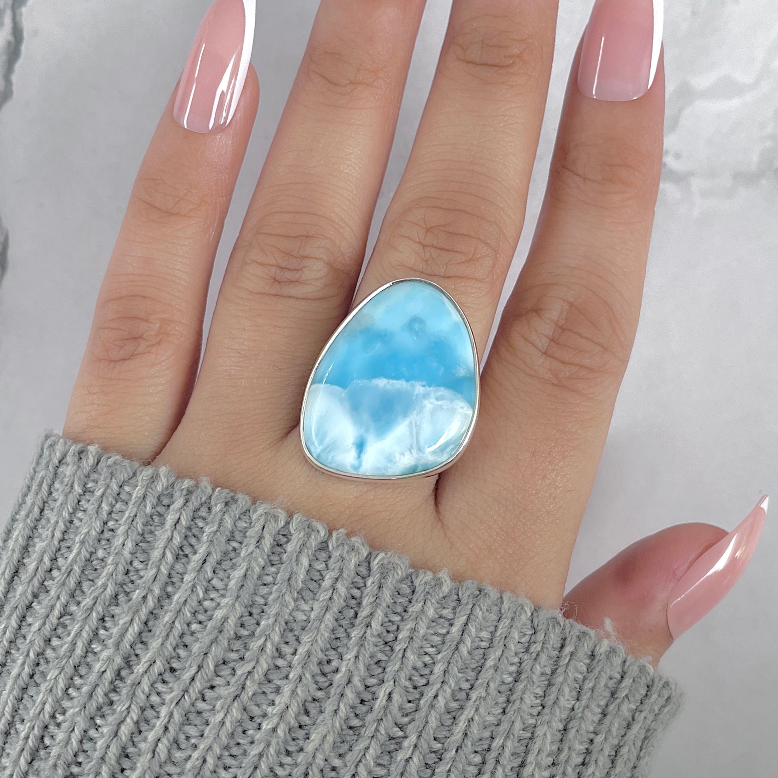 Larimar Adjustable Ring-(LAR-R-1938.)