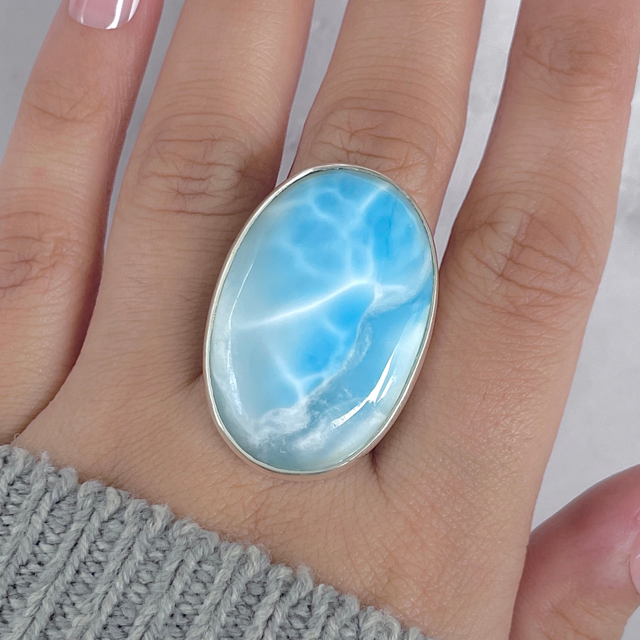 Larimar Adjustable Ring-(LAR-R-1939.)