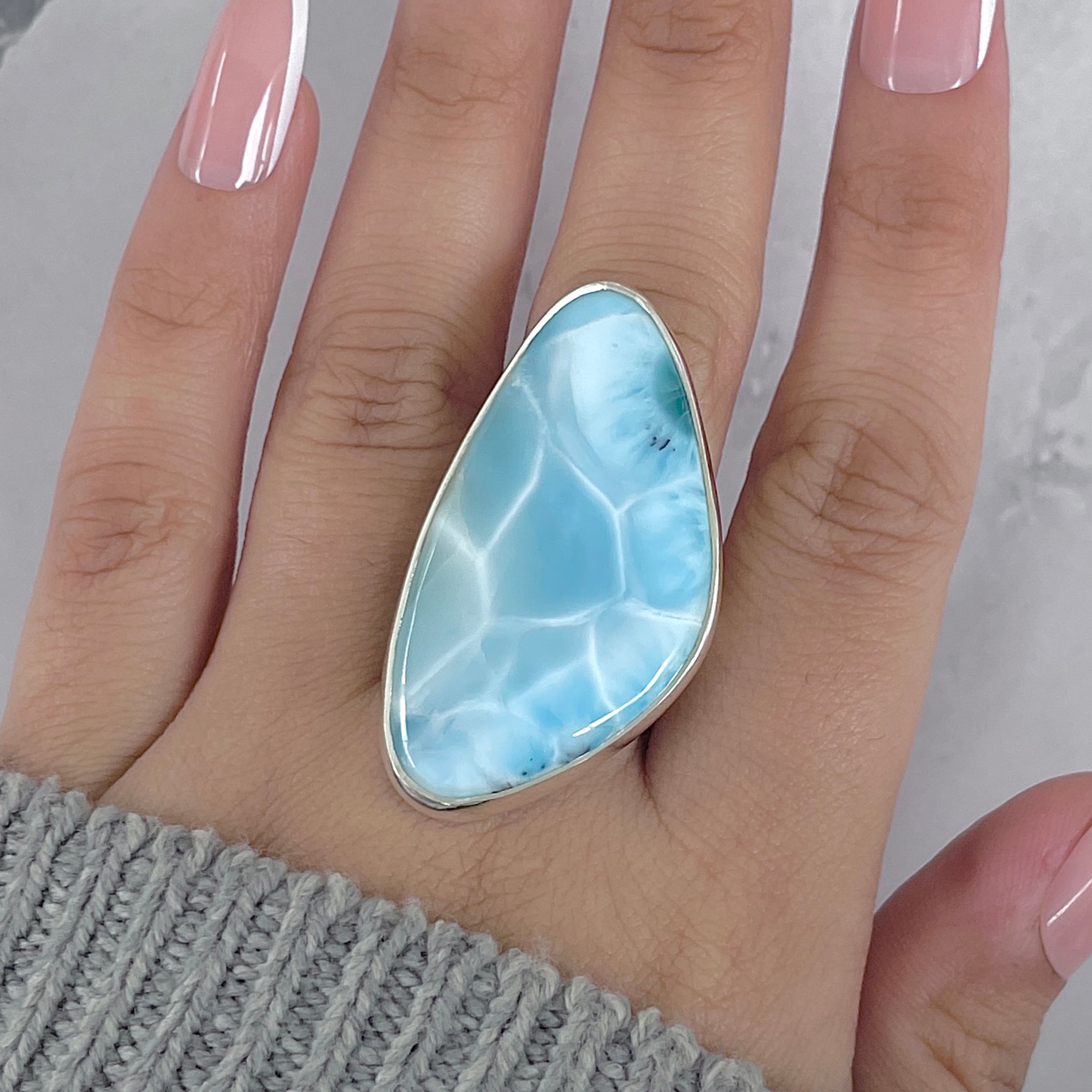Larimar Adjustable Ring-(LAR-R-1941.)