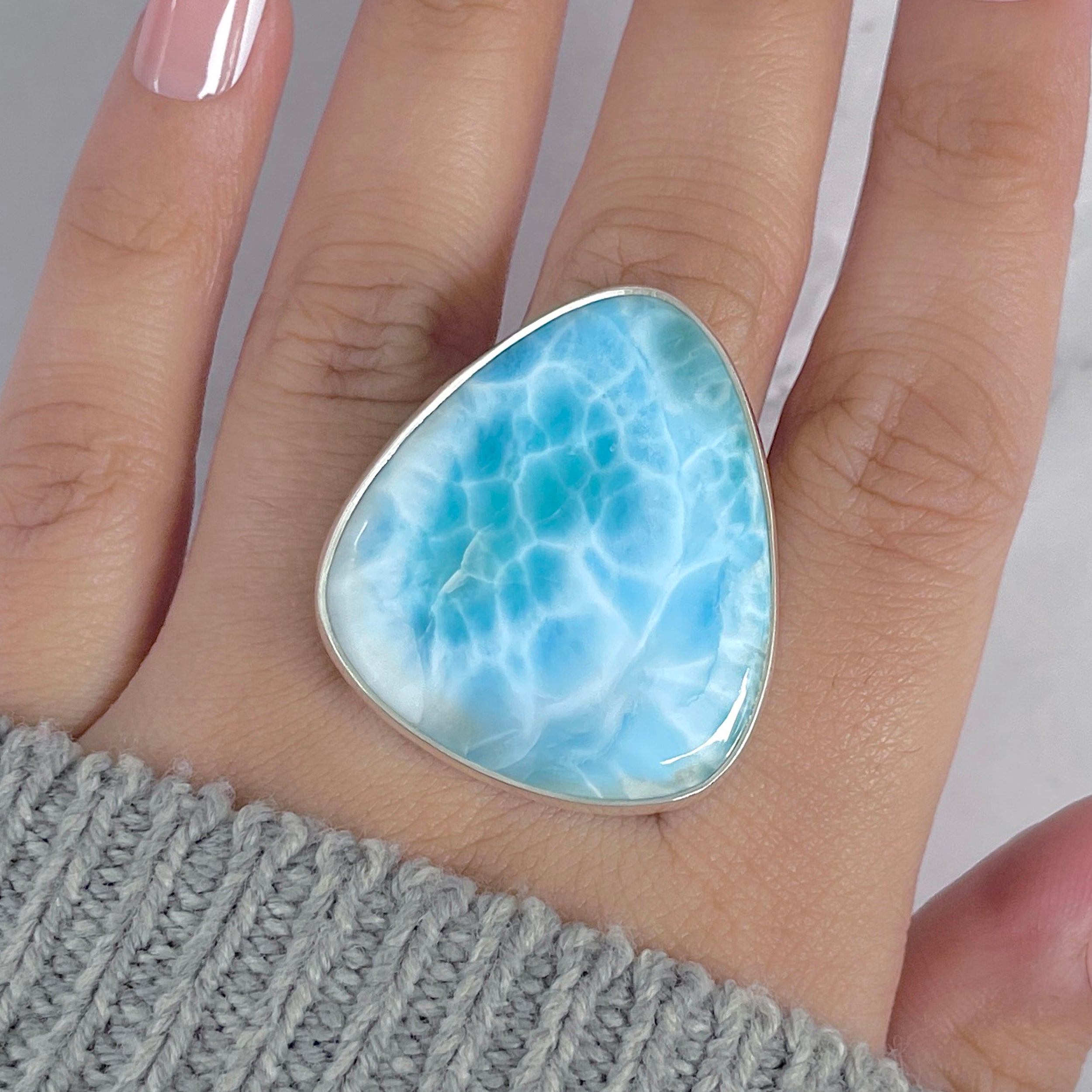 Larimar Adjustable Ring-(LAR-R-1947.)