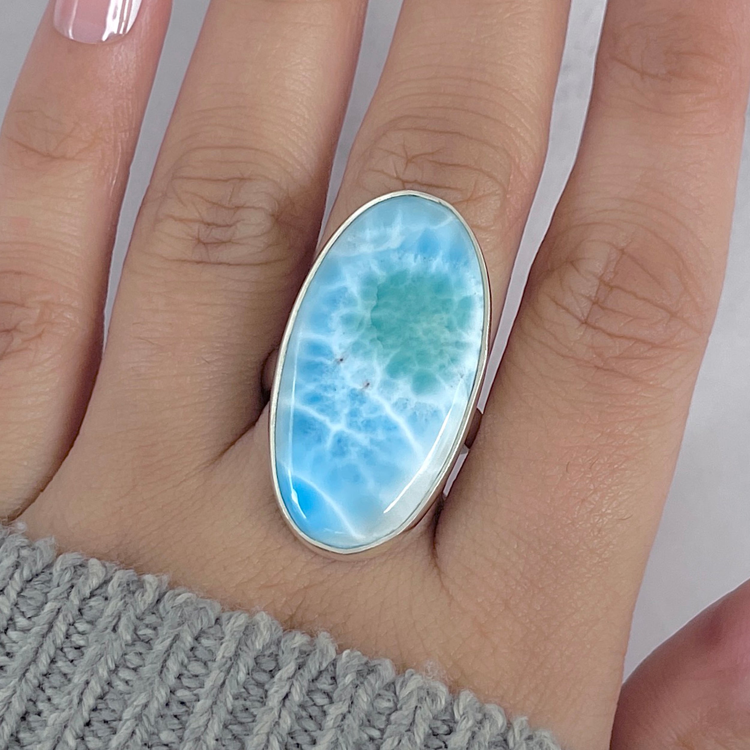 Larimar Adjustable Ring-(LAR-R-1953.)